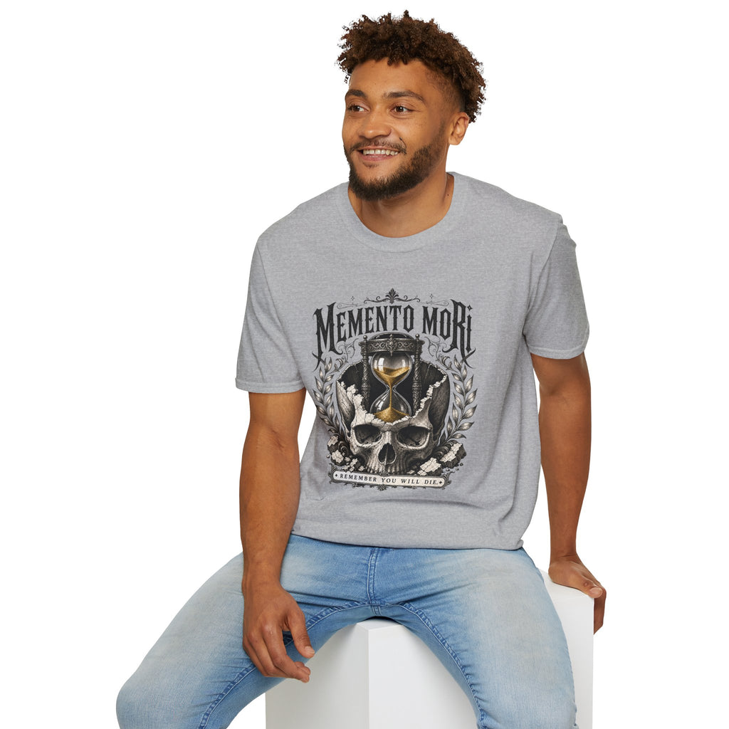 Memento Mori T-Shirt — Vintage Hourglass & Skull Death Awareness Tee