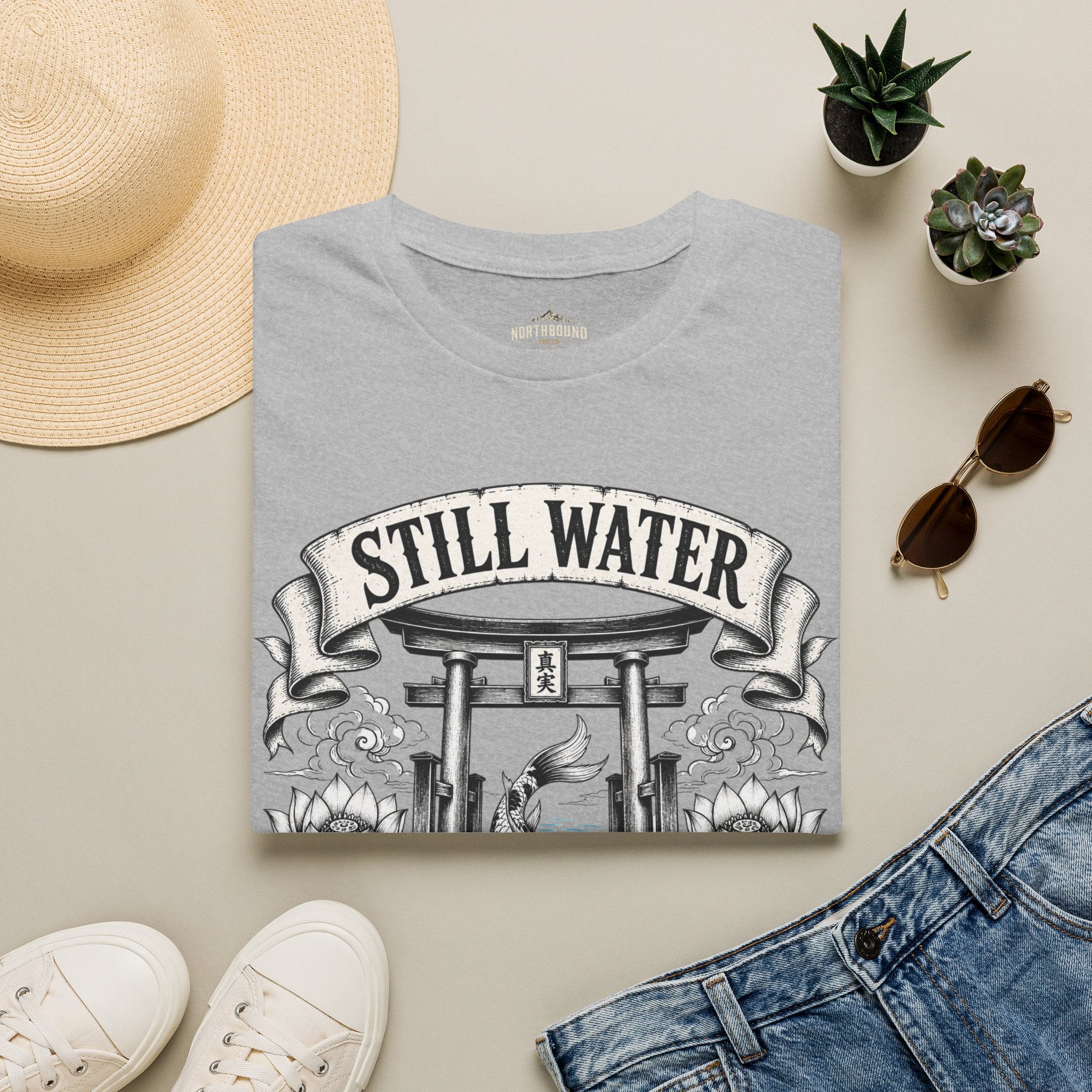 Still Water T-Shirt — Tranquil Koi & Torii Graphic Tee