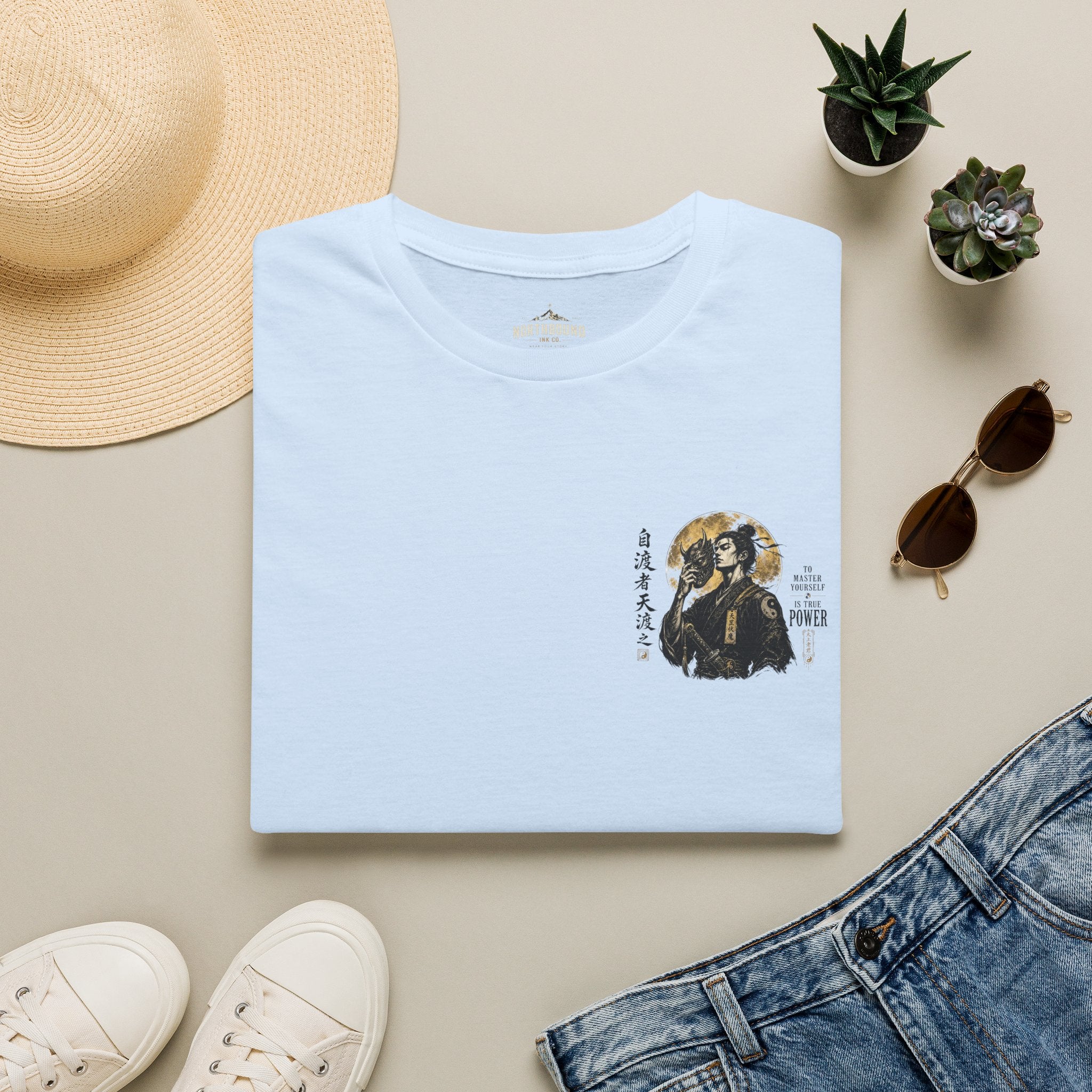 Samurai Portrait T-Shirt — Vintage Japanese Ink Art Tee