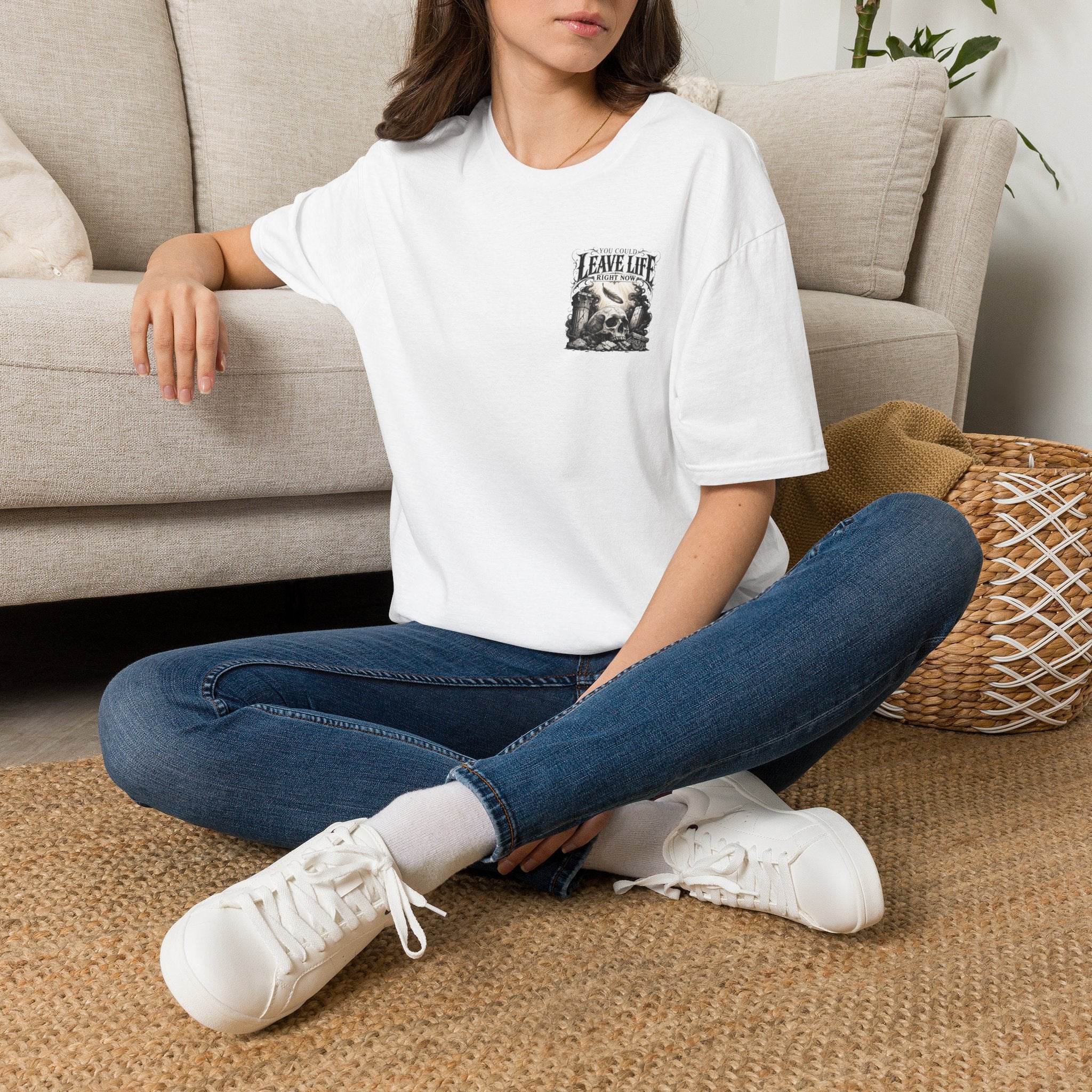 Skull & Mountains T-Shirt — "Leave Life" Adventure Graphic Tee
