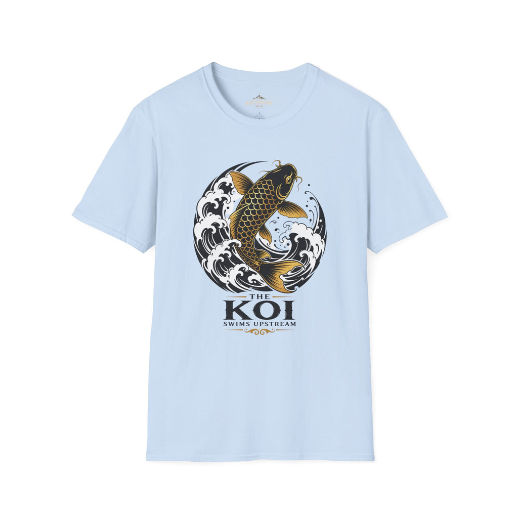 Koi Fish T-Shirt — Black & Gold Japanese Wave Graphic
