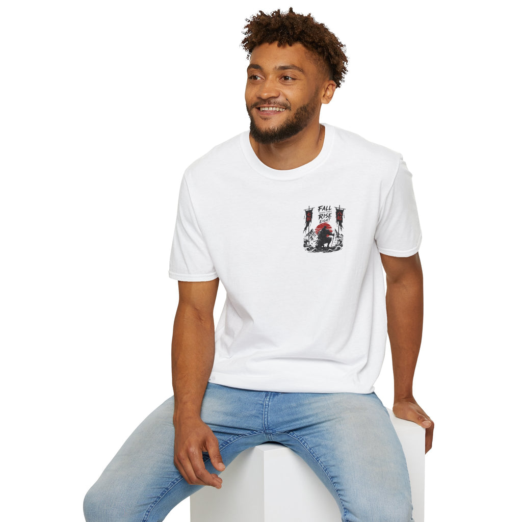 T-Shirt — 'Fall, Rise, Repeat' Samurai Chest Print