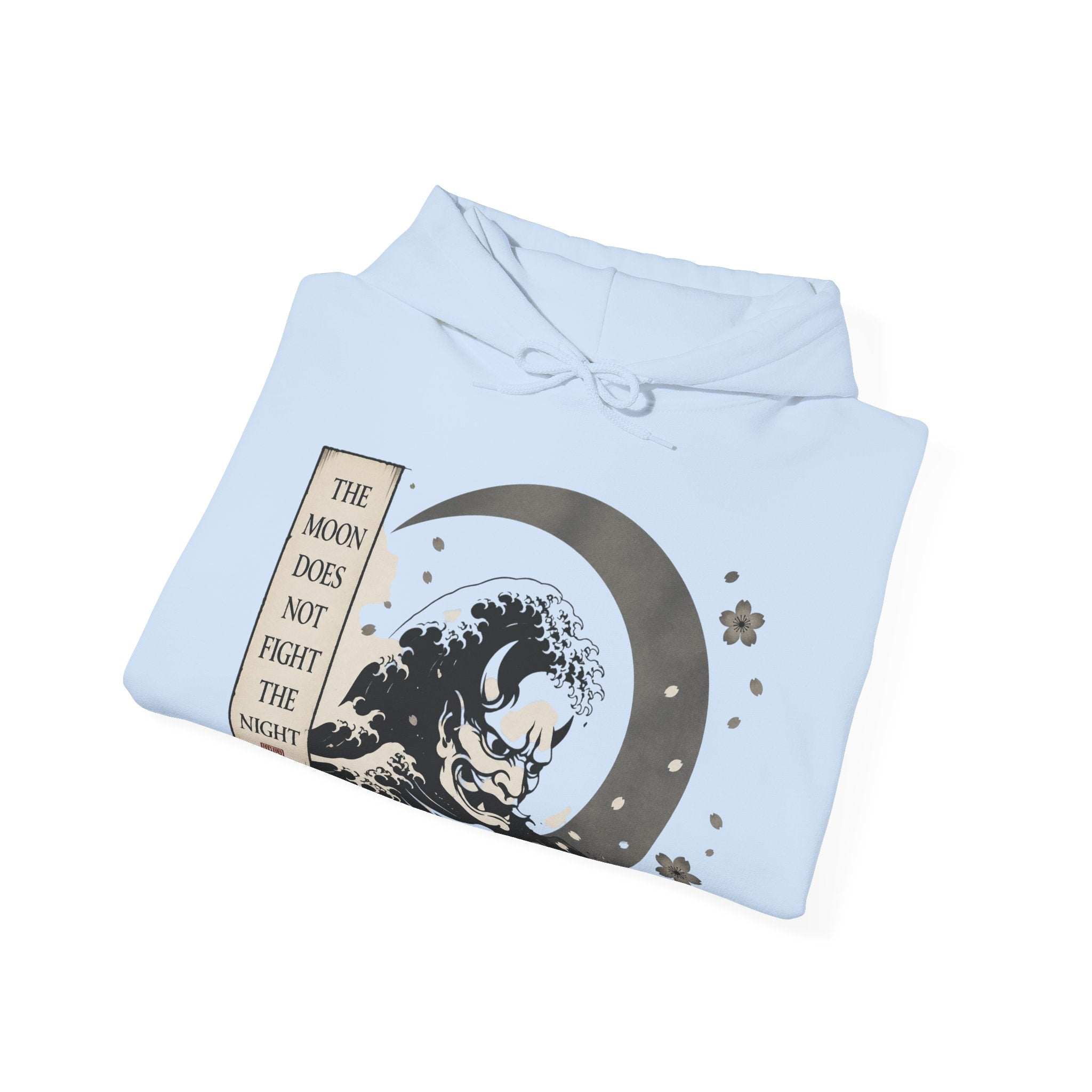Moon Wave Hoodie — "The Moon Does Not Fright the Night" Graphic Pullover
