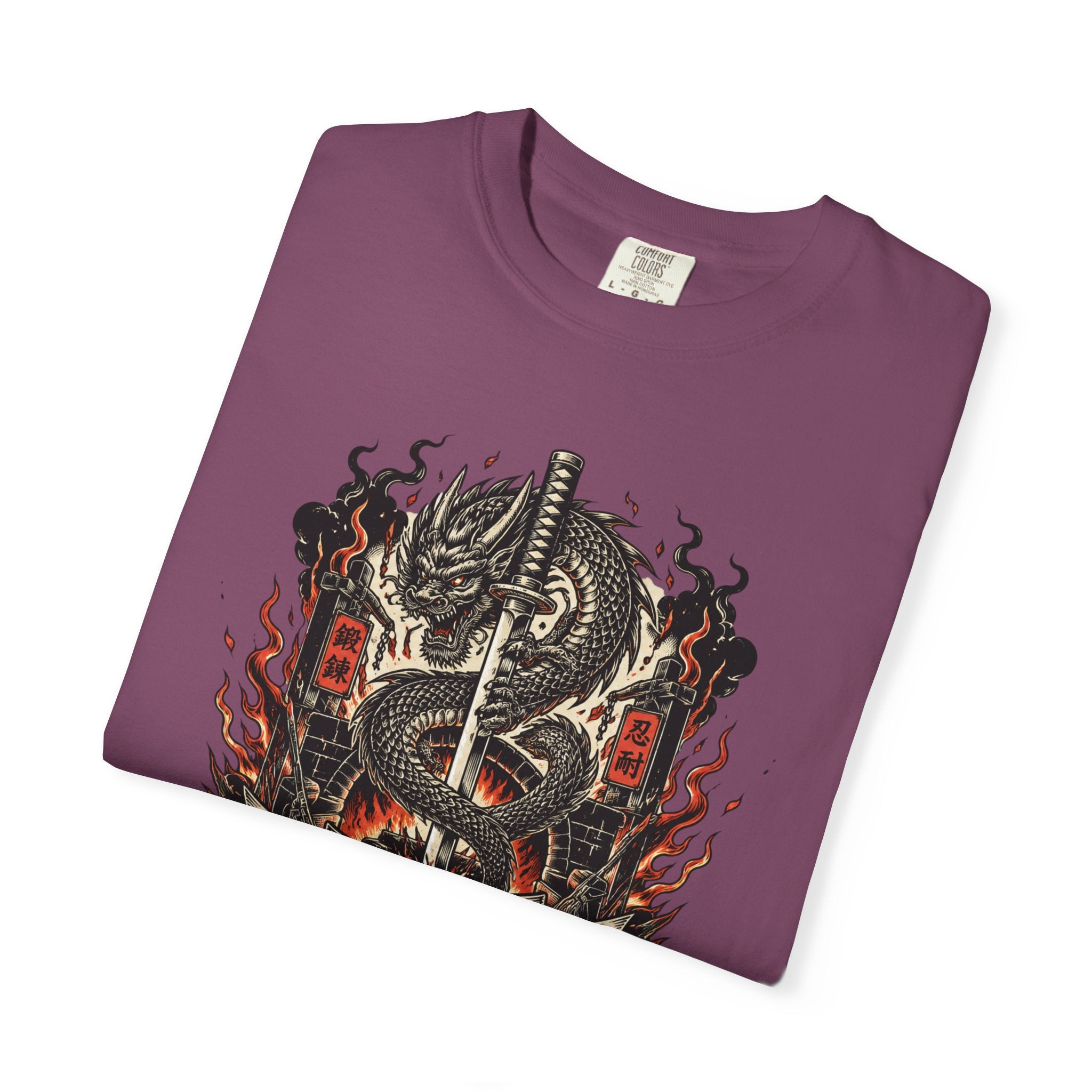 Sword & Flame Graphic T-Shirt — "A Sword Is Polished By Fire"