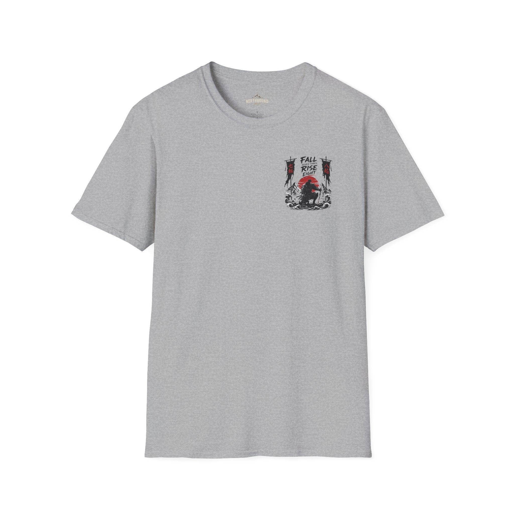 T-Shirt — 'Fall, Rise, Repeat' Samurai Chest Print