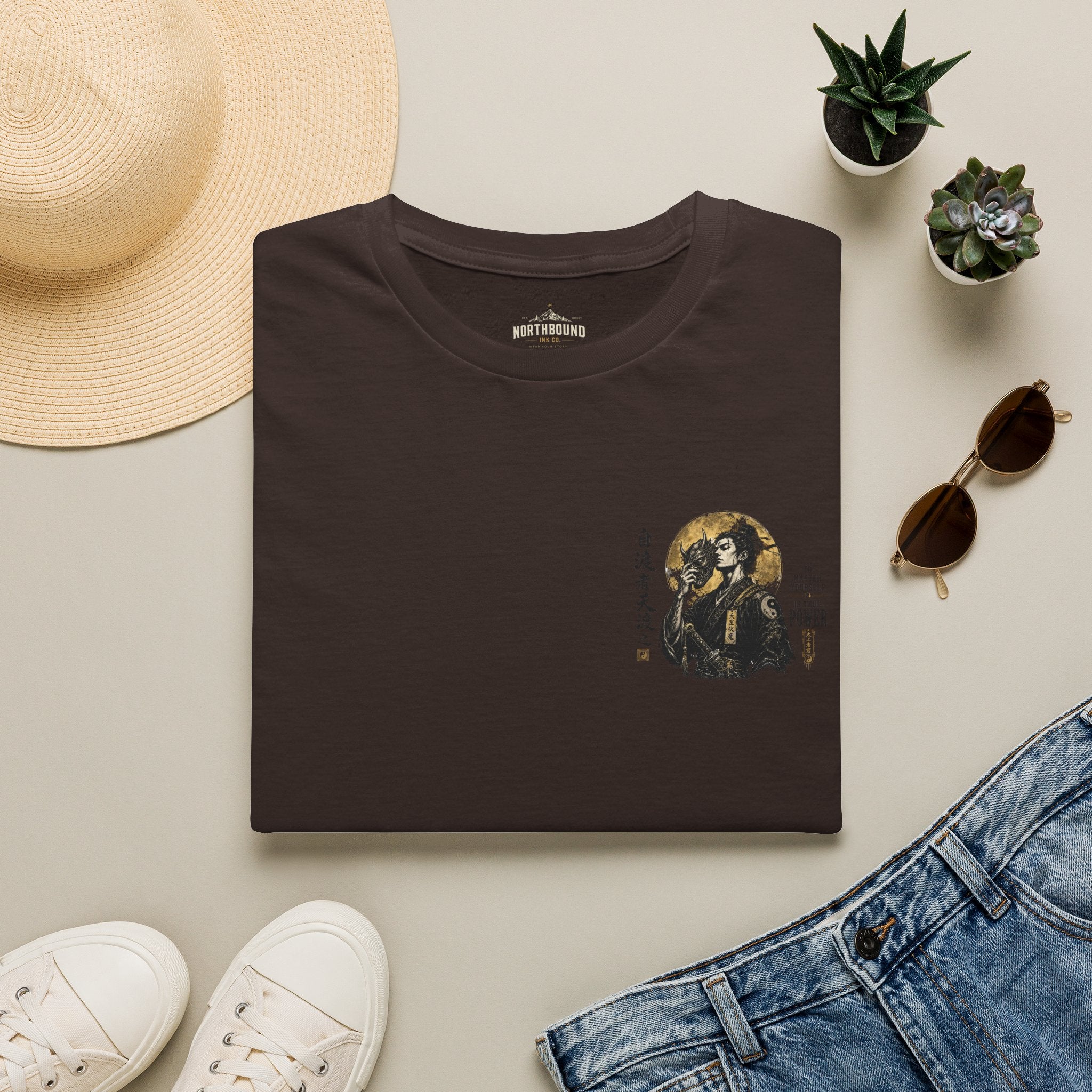 Samurai Portrait T-Shirt — Vintage Japanese Ink Art Tee