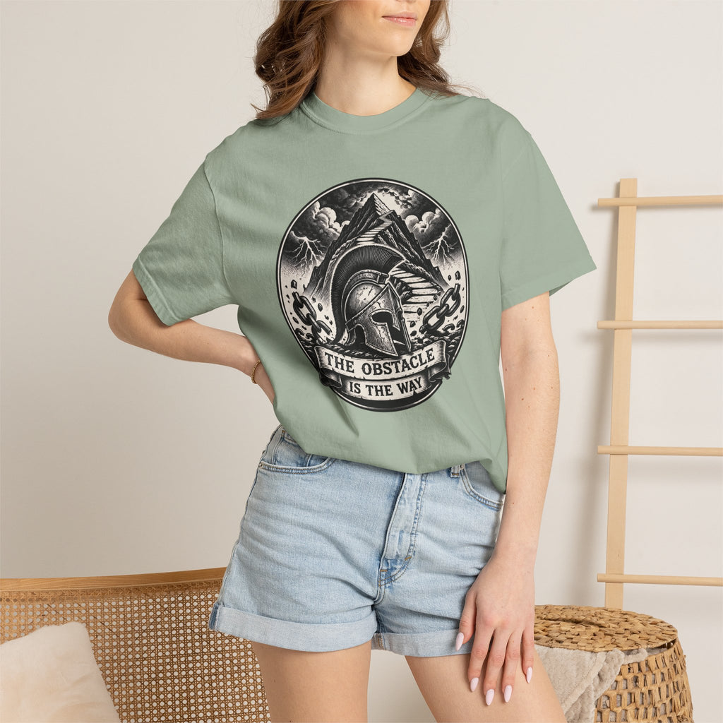 Spartan Helmet T‑Shirt — "The Obstacle Is The Way" Motivational Tee