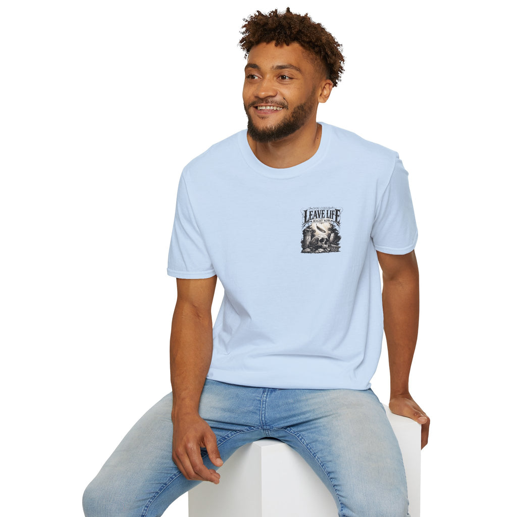 Skull & Mountains T-Shirt — "Leave Life" Adventure Graphic Tee