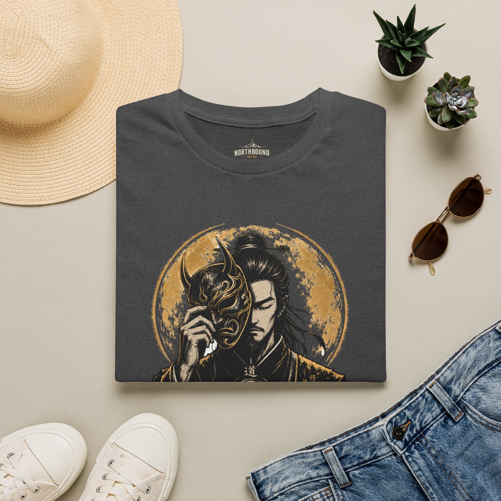 Samurai Mask Tee — "To Master Yourself Is Power" Graphic T-Shirt