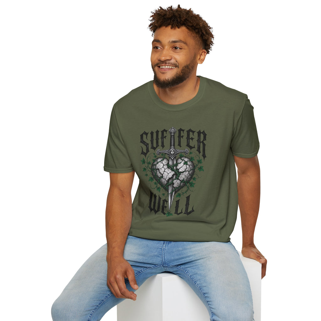 Suffer Well T-Shirt — Gothic Heart Sword Graphic Tee