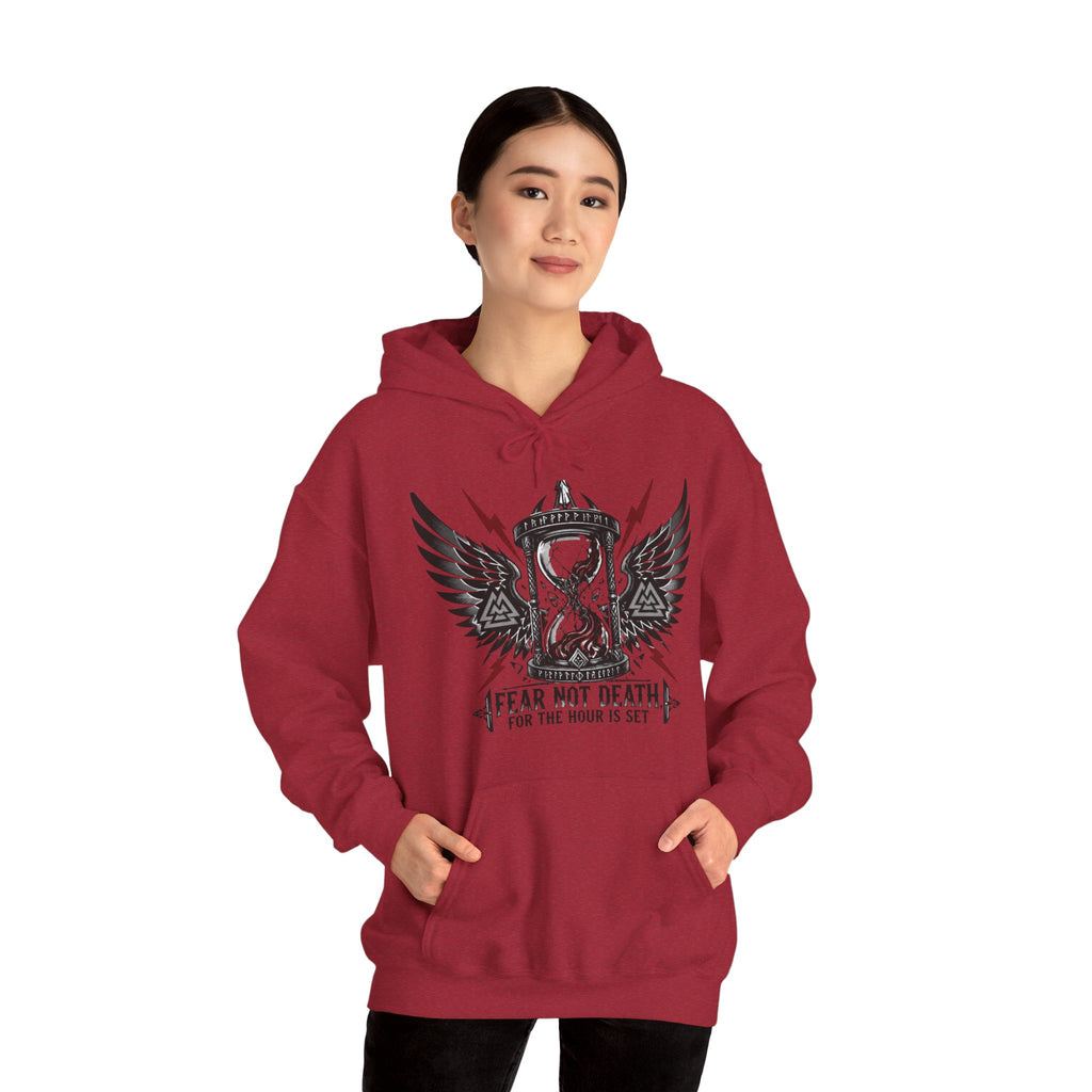 Fear Not Death Hourglass Wings Hoodie — Gothic Inspirational Pullover