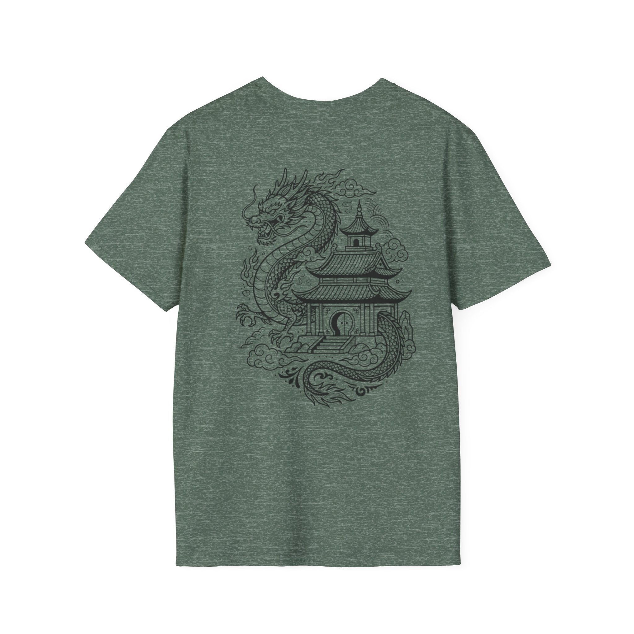 Dragon Crest Pocket T-Shirt — Small Intricate Dragon Chest Graphic
