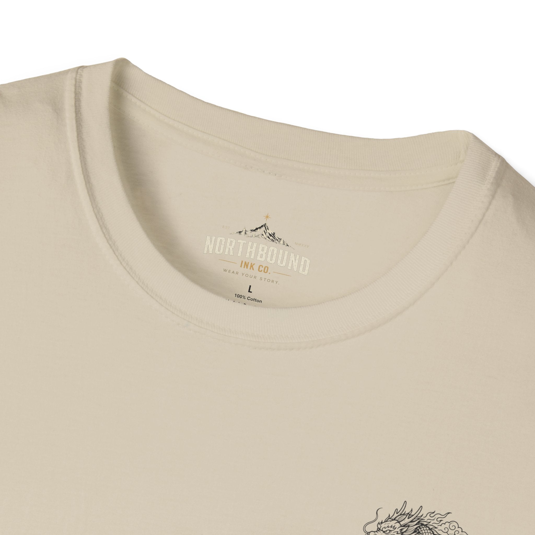 Dragon Crest Pocket T-Shirt — Small Intricate Dragon Chest Graphic