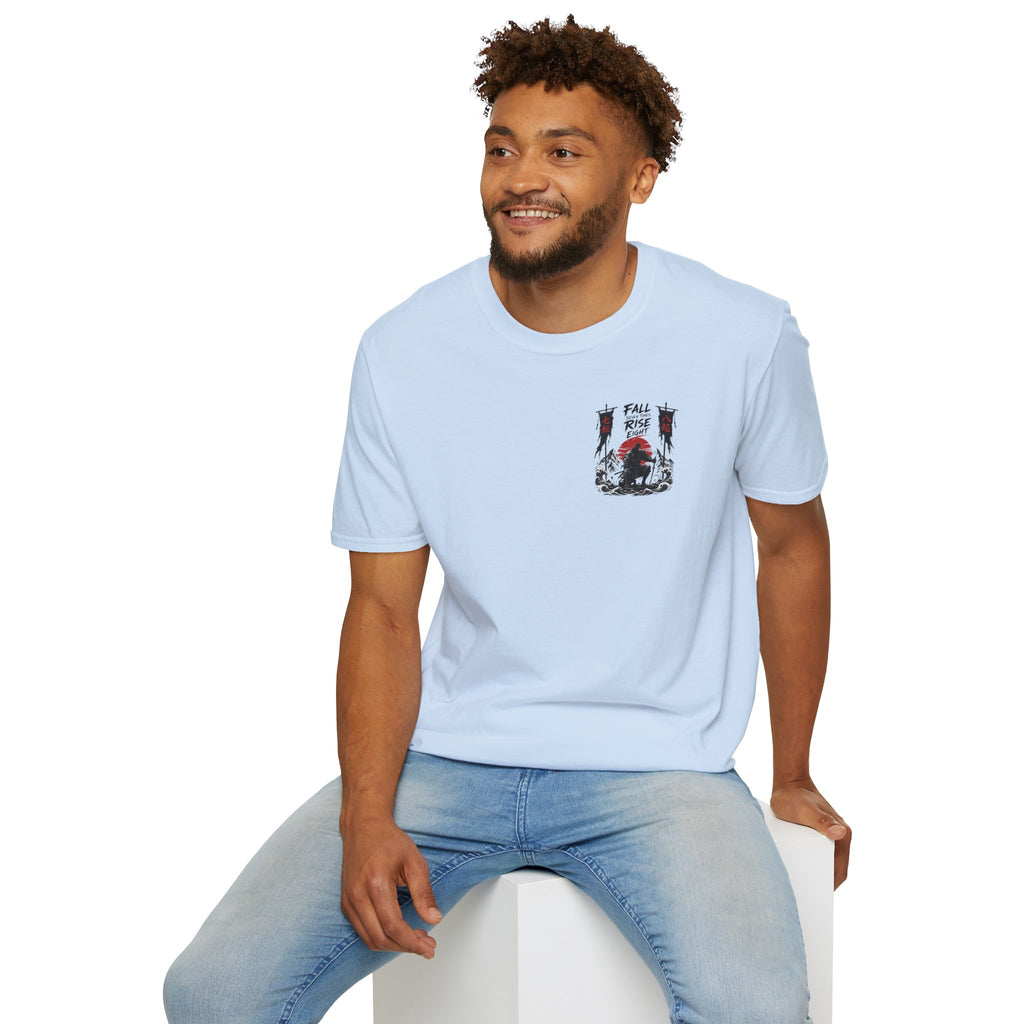T-Shirt — 'Fall, Rise, Repeat' Samurai Chest Print