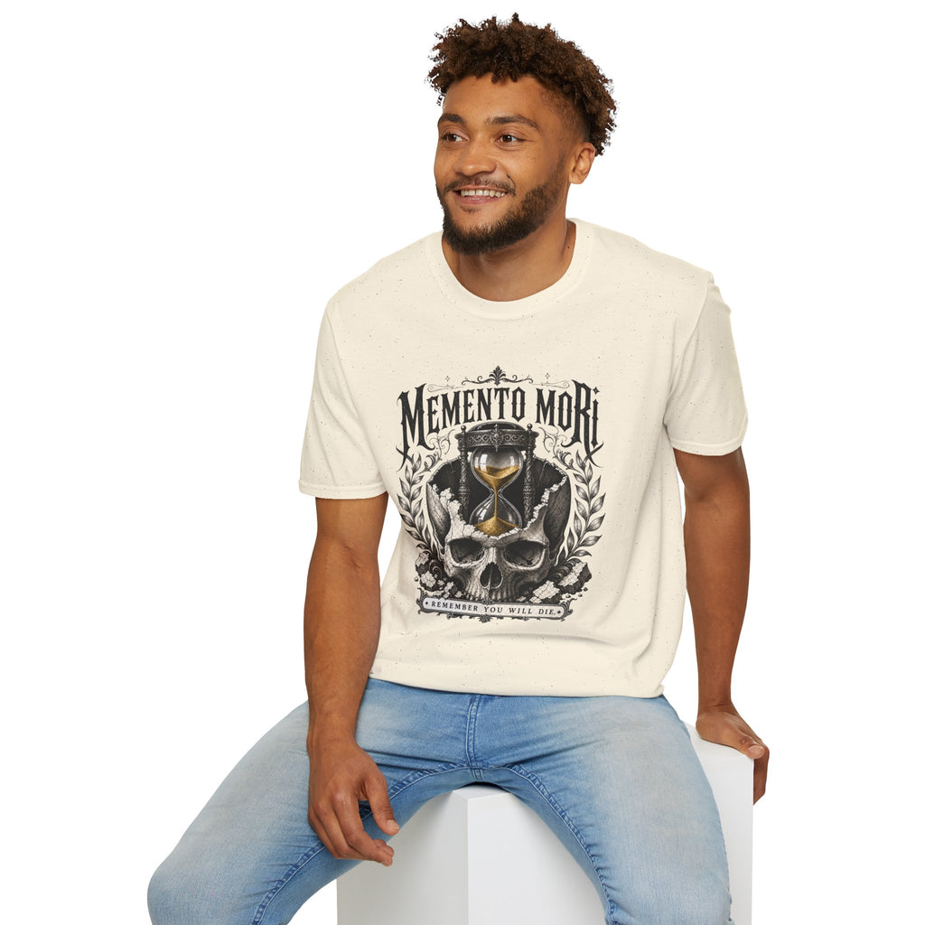 Memento Mori T-Shirt — Vintage Hourglass & Skull Death Awareness Tee