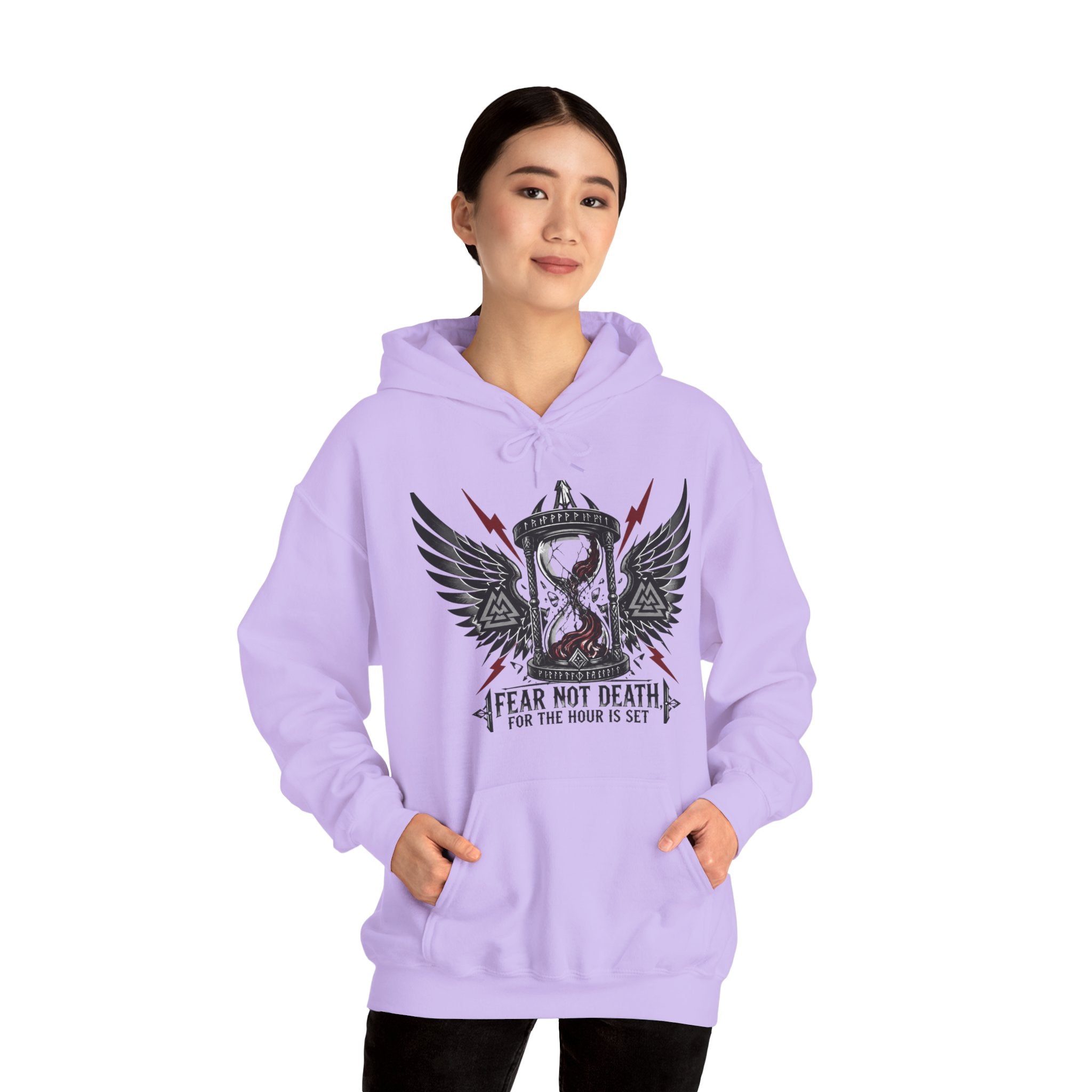Fear Not Death Hourglass Wings Hoodie — Gothic Inspirational Pullover
