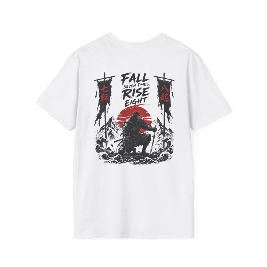 T-Shirt — 'Fall, Rise, Repeat' Samurai Chest Print