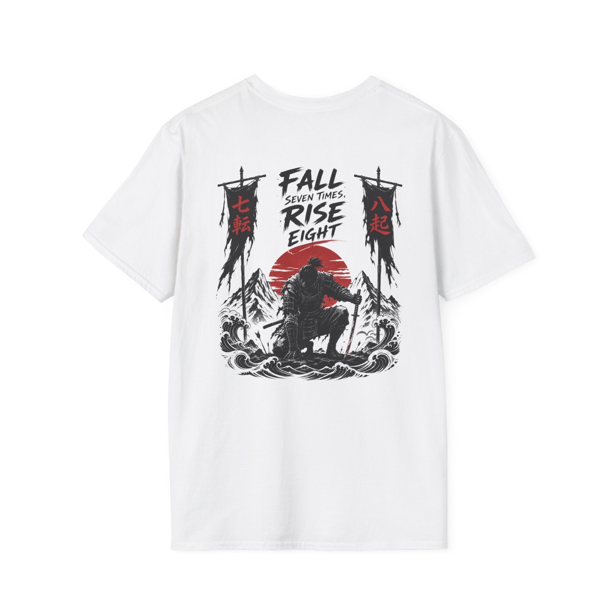 T-Shirt — 'Fall, Rise, Repeat' Samurai Chest Print