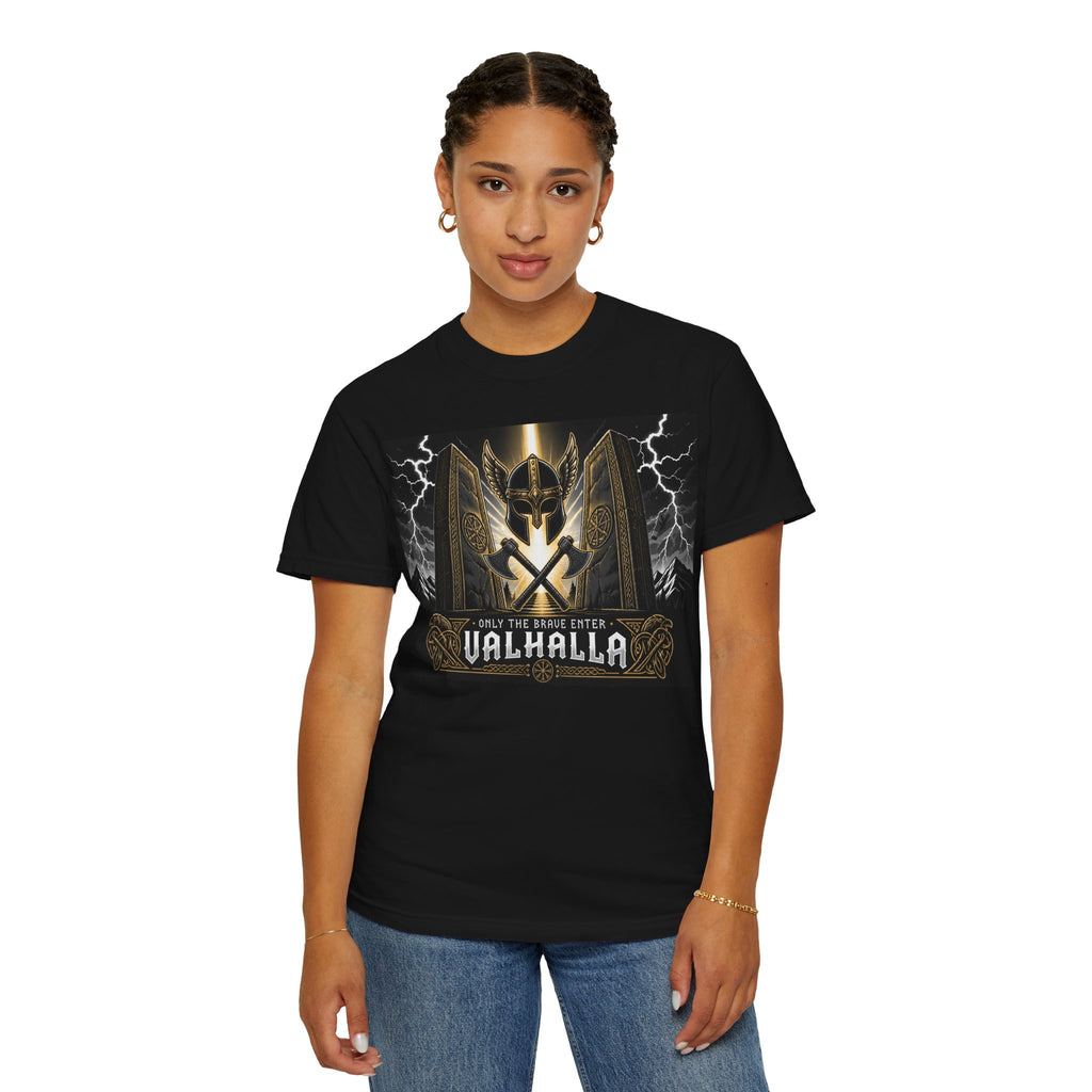 Valhalla Shield T-Shirt — Viking Warrior Norse Mythology Tee
