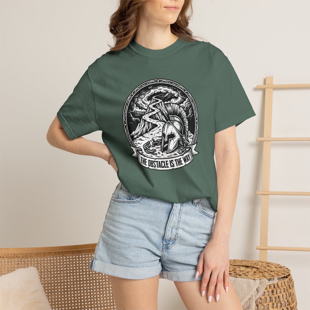 T-Shirt — 'The Obstacle Is The Way' Spartan Helmet Graphic Tee