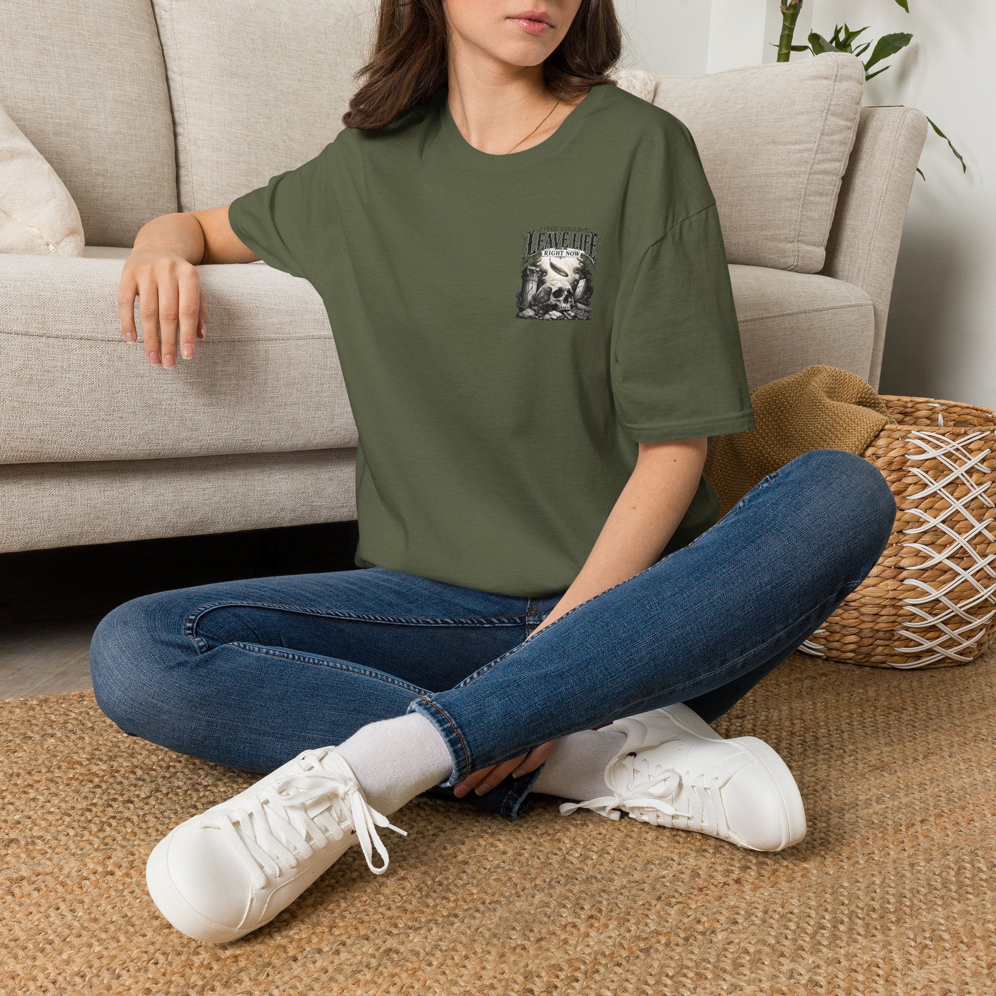 Skull & Mountains T-Shirt — "Leave Life" Adventure Graphic Tee