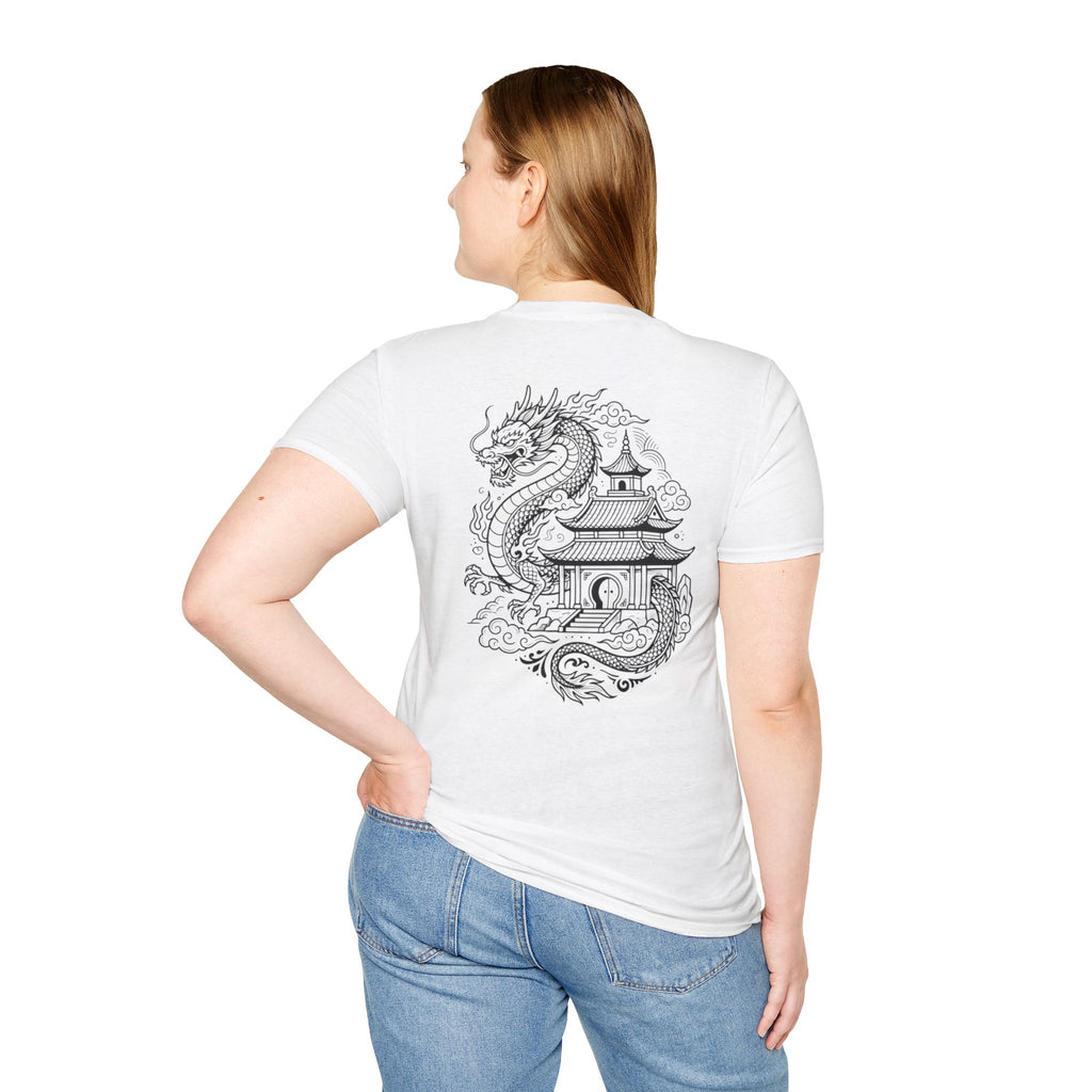 Dragon Crest Pocket T-Shirt — Small Intricate Dragon Chest Graphic