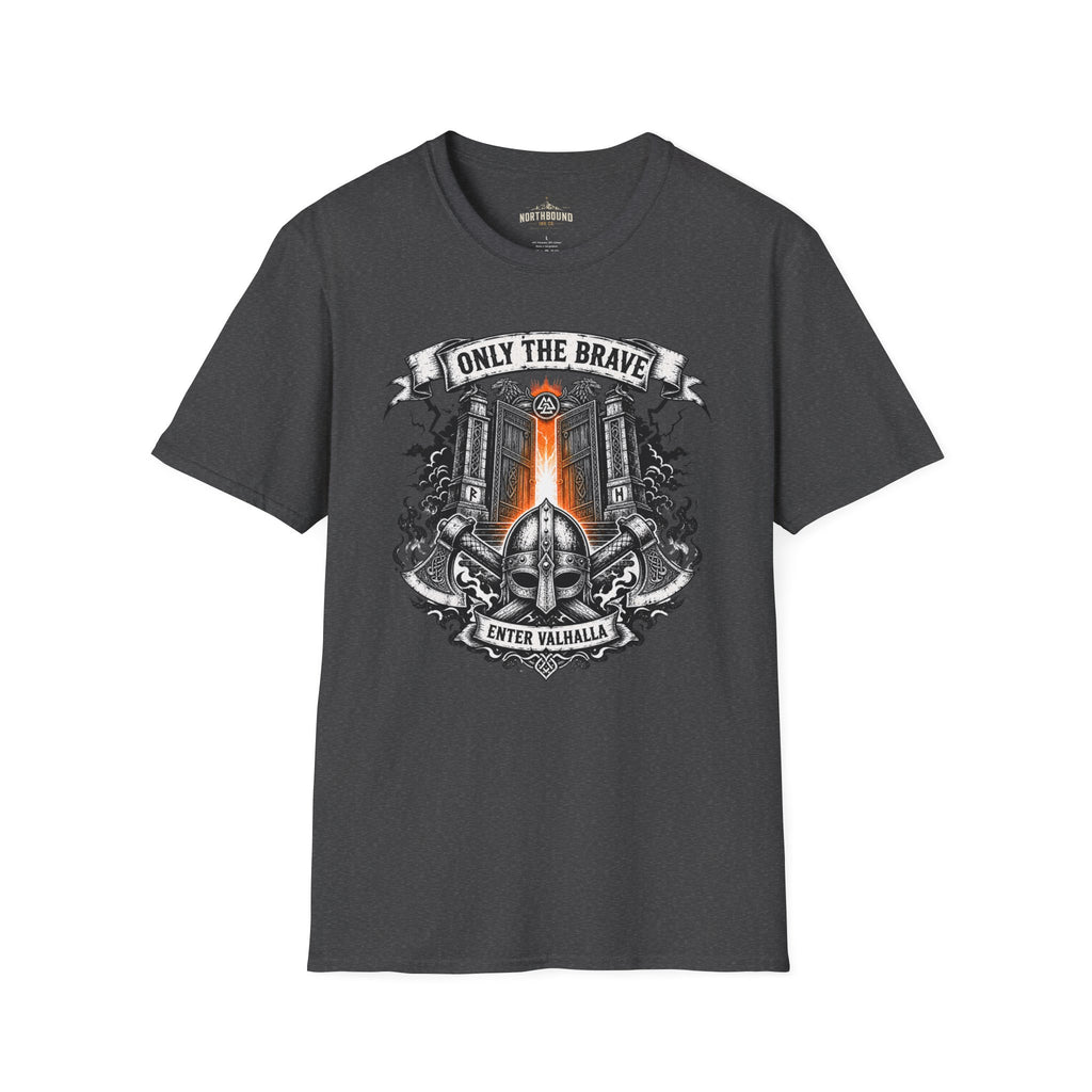 Only The Brave T-Shirt — Gothic Knight Helmet & Castle Illustration