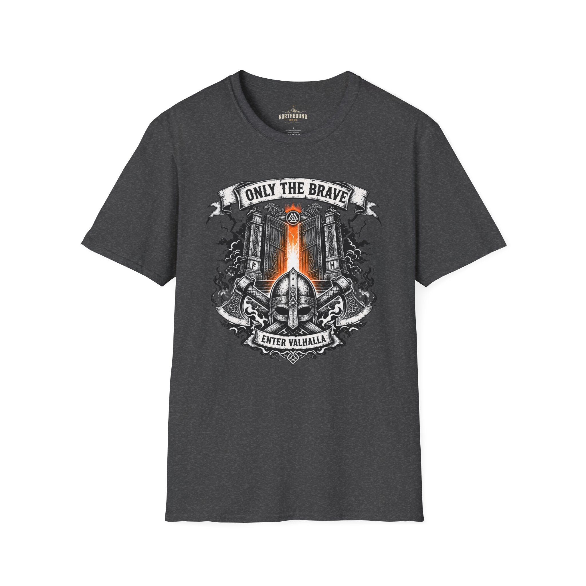 Only The Brave T-Shirt — Gothic Knight Helmet & Castle Illustration
