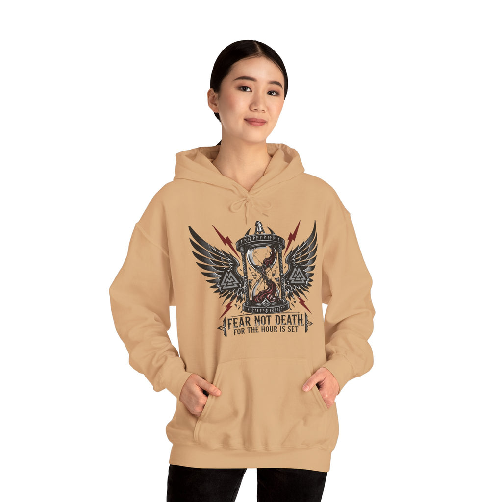 Fear Not Death Hourglass Wings Hoodie — Gothic Inspirational Pullover