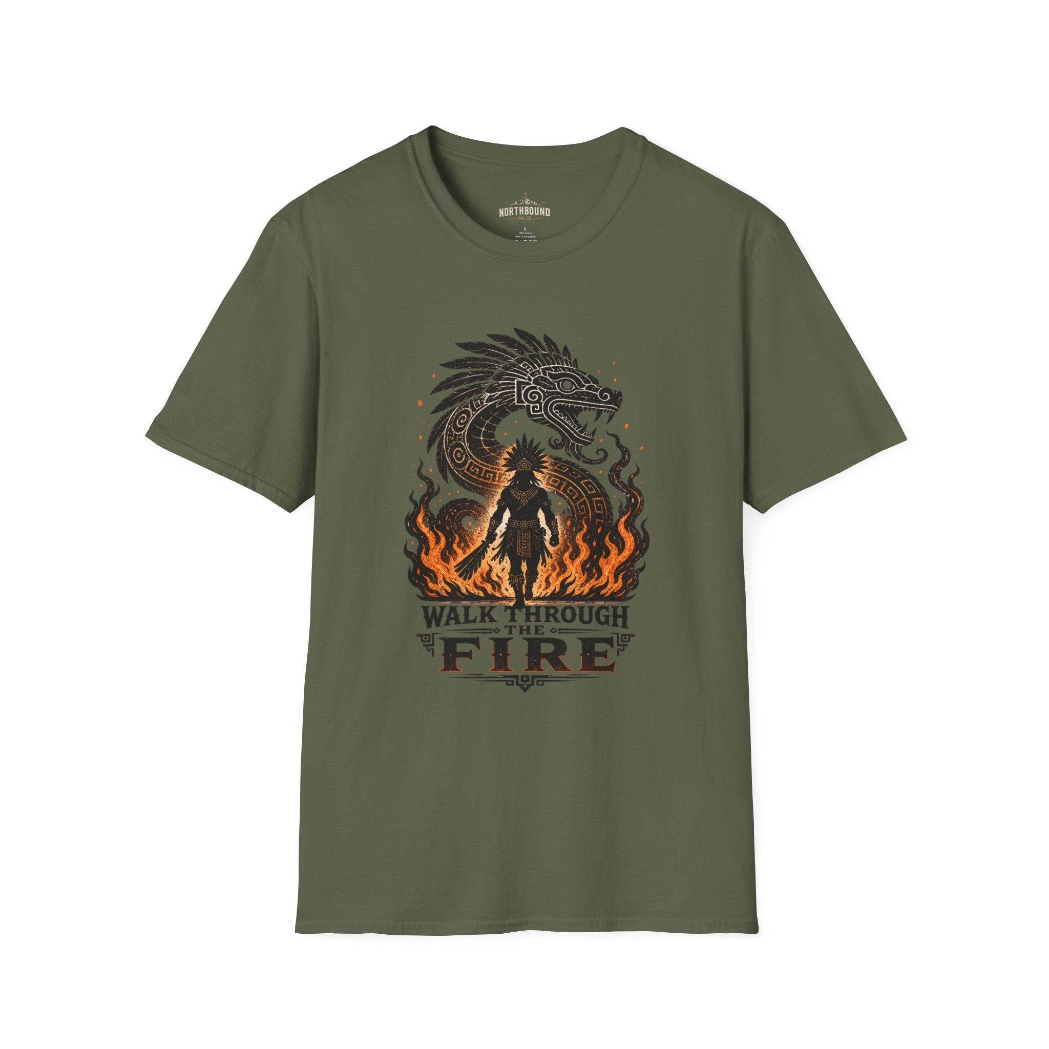T-Shirt — 'Walk Through Fire' Dragon Flames Graphic Tee