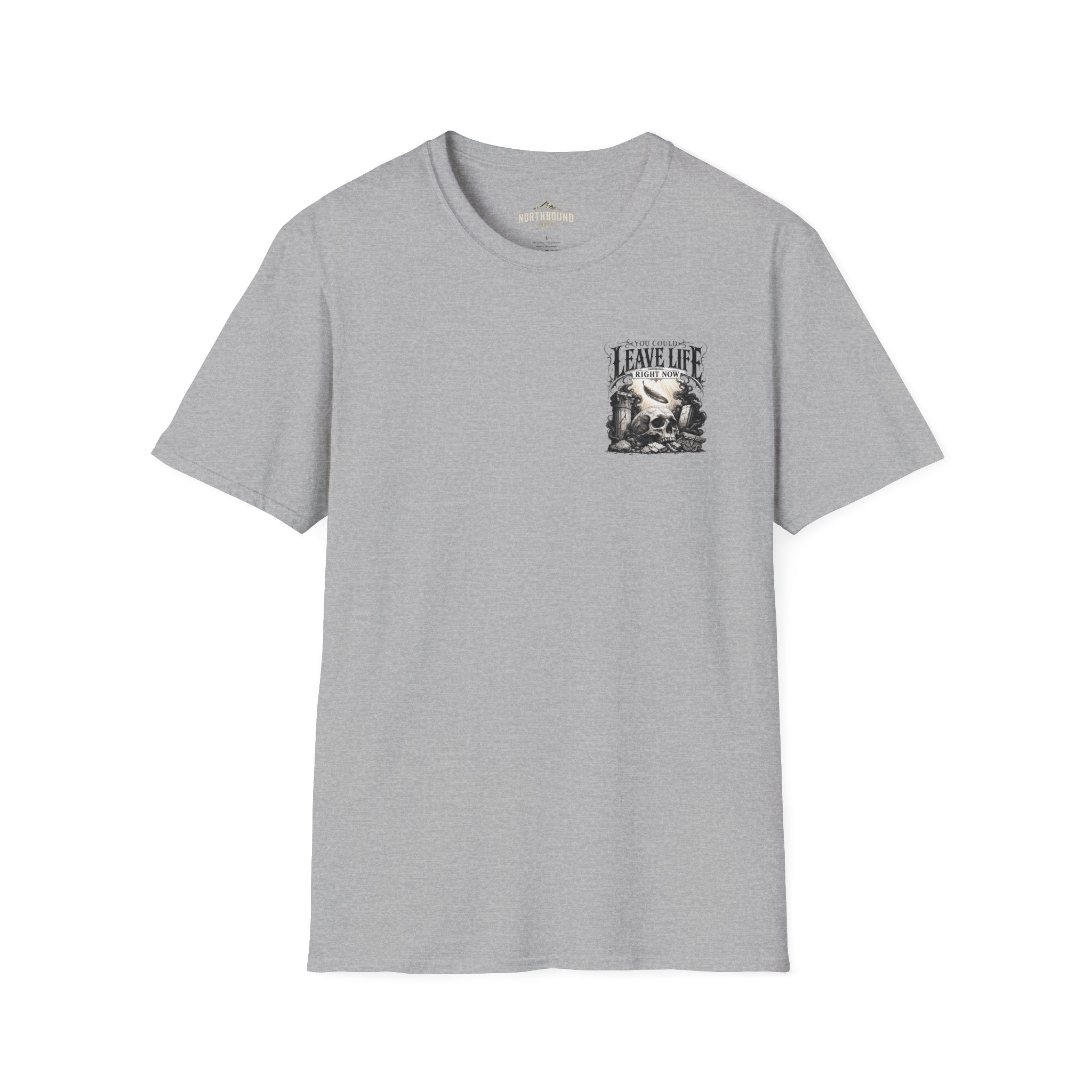 Skull & Mountains T-Shirt — "Leave Life" Adventure Graphic Tee