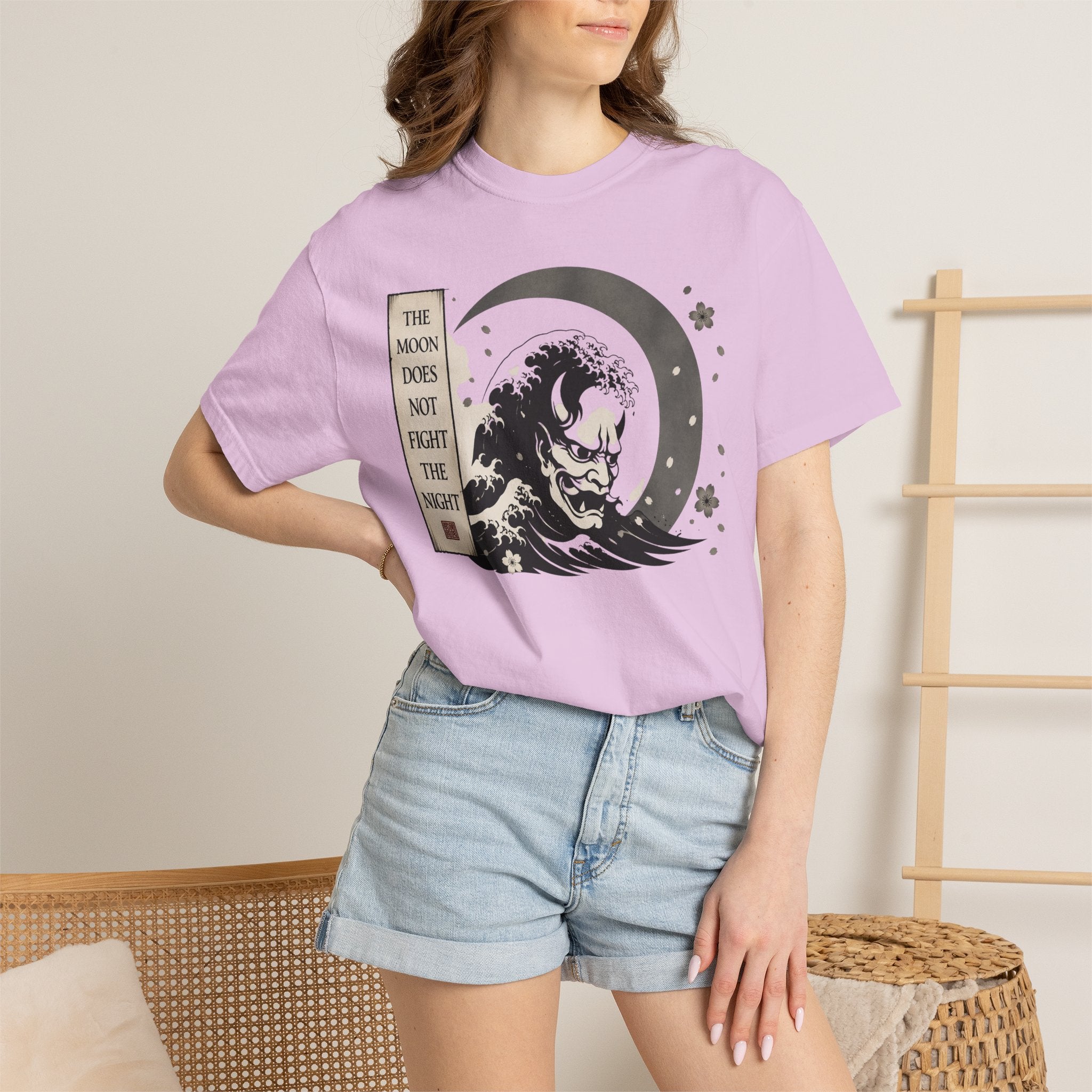 Moon Does Not Frighten Night T-Shirt — Japanese Wave Demon Graphic Tee
