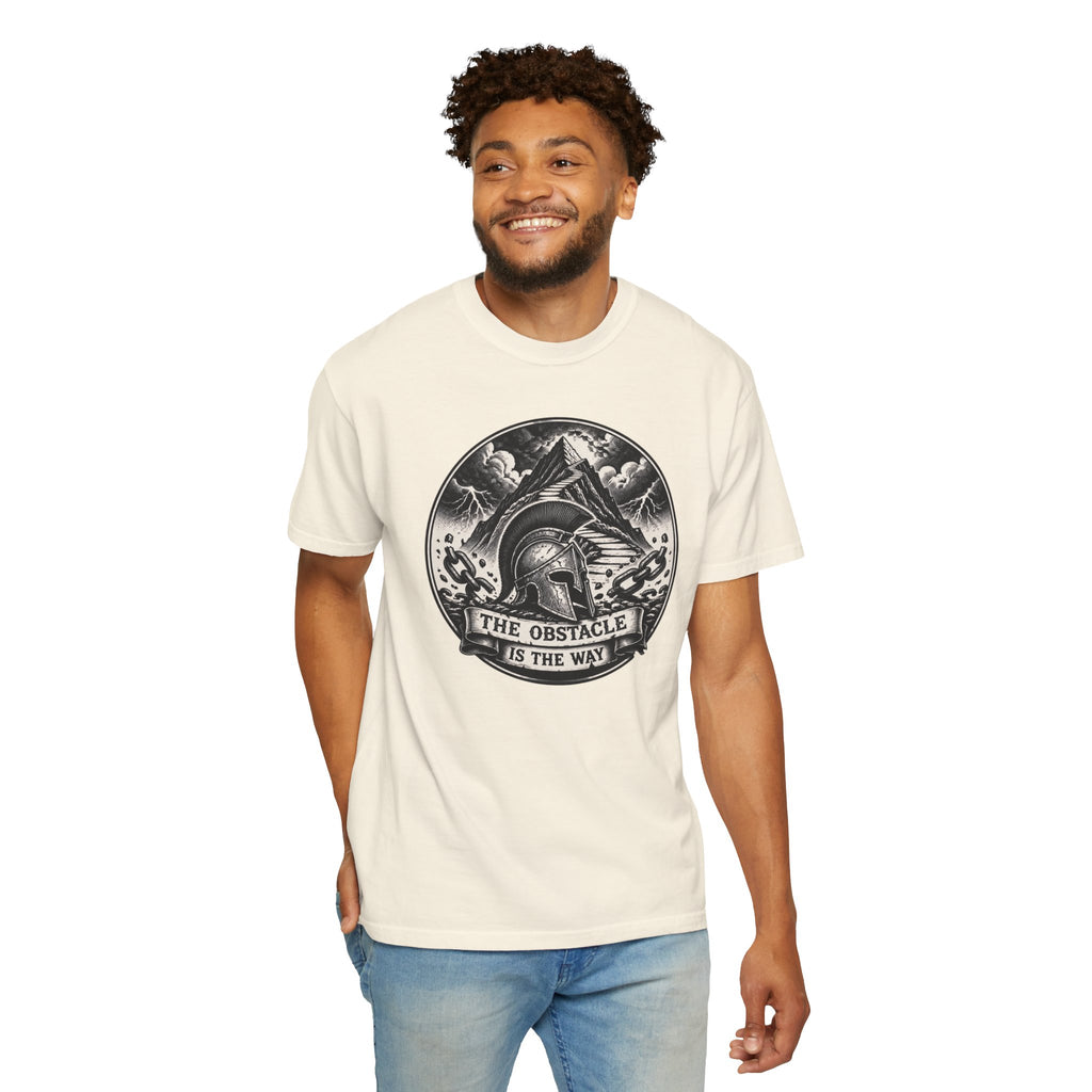 Spartan Helmet T‑Shirt — "The Obstacle Is The Way" Motivational Tee