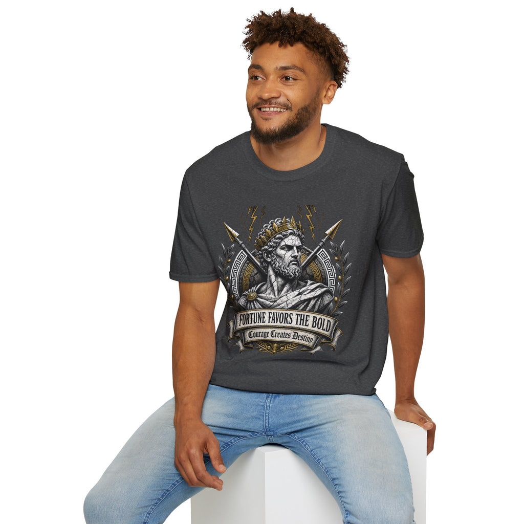 Zeus Lightning T-Shirt — 'Fortune Favors the Bold' Greek God Graphic Tee