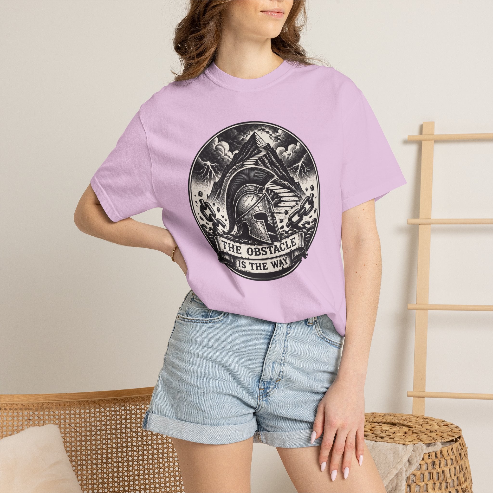 Spartan Helmet T‑Shirt — "The Obstacle Is The Way" Motivational Tee