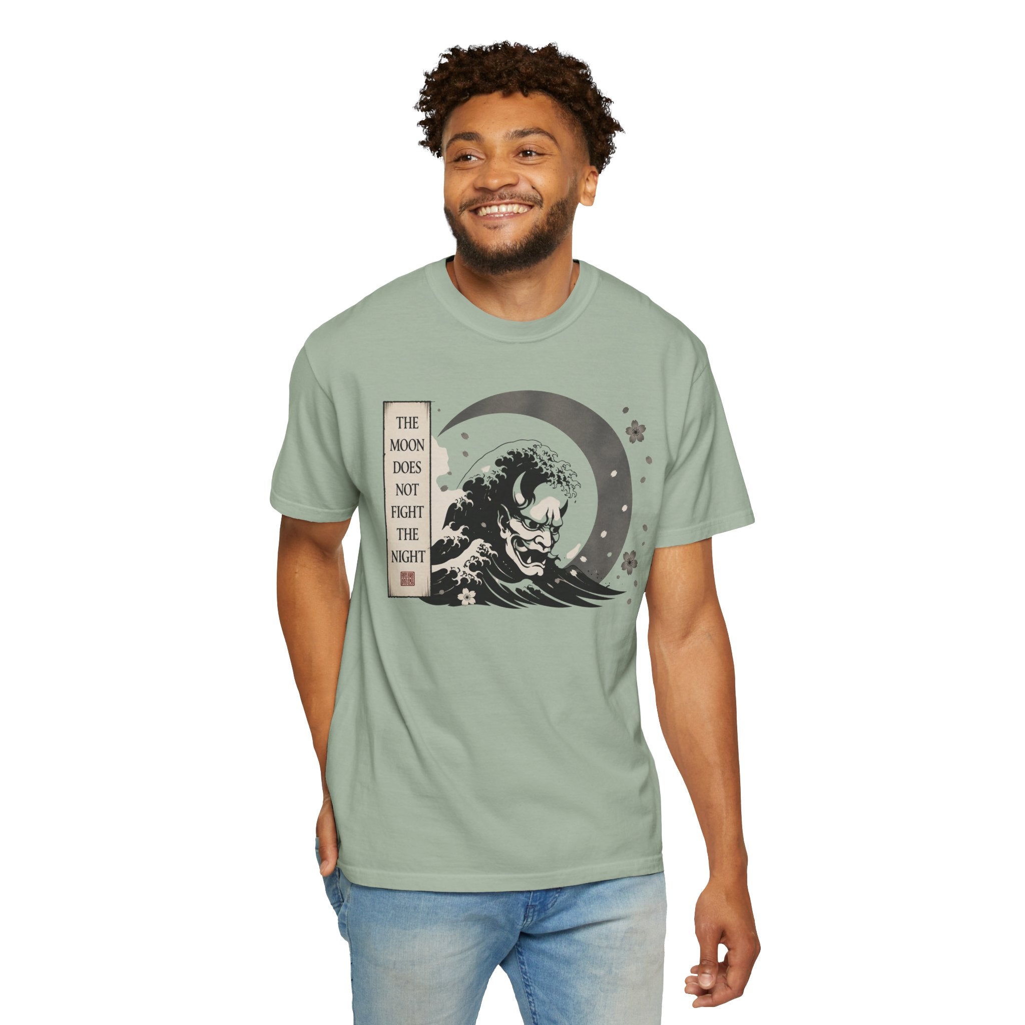 Moon Does Not Frighten Night T-Shirt — Japanese Wave Demon Graphic Tee