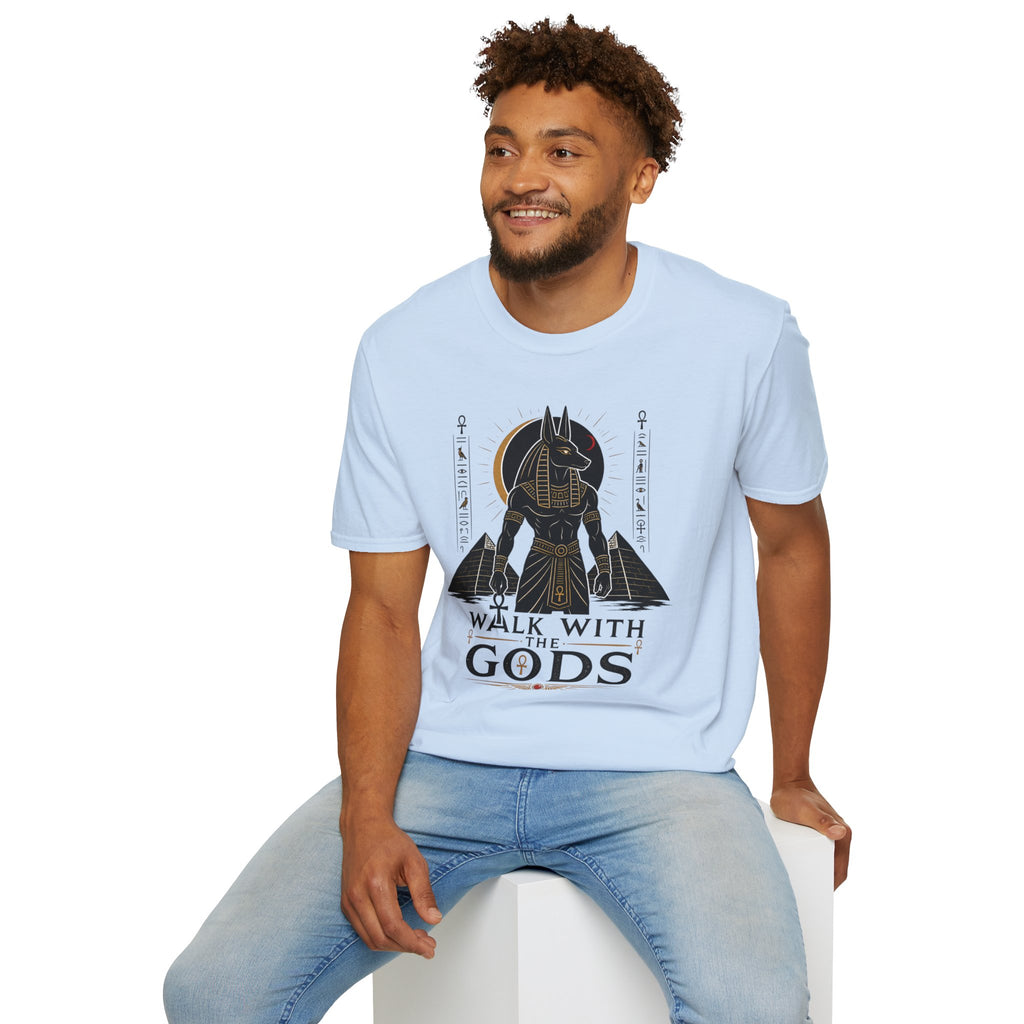 Anubis 'Walk With Gods' T-Shirt — Egyptian Mythology Graphic Tee