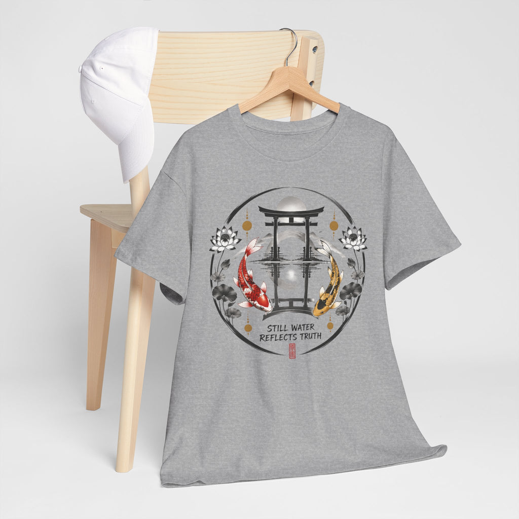 Koi Pond Tee — 'Still Water Reflects Truth' Japanese Torii Graphic T-Shirt