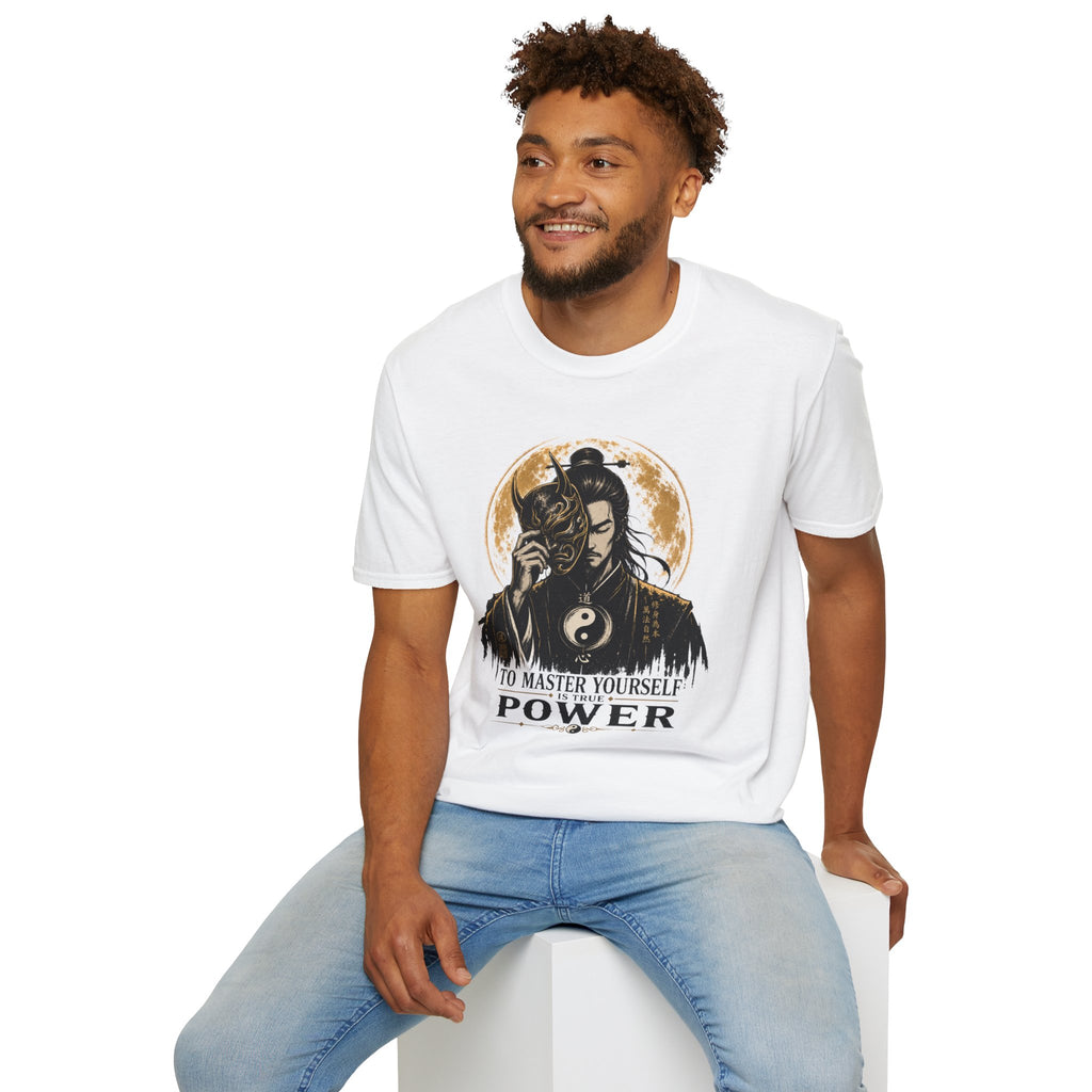 Samurai Mask Tee — "To Master Yourself Is Power" Graphic T-Shirt