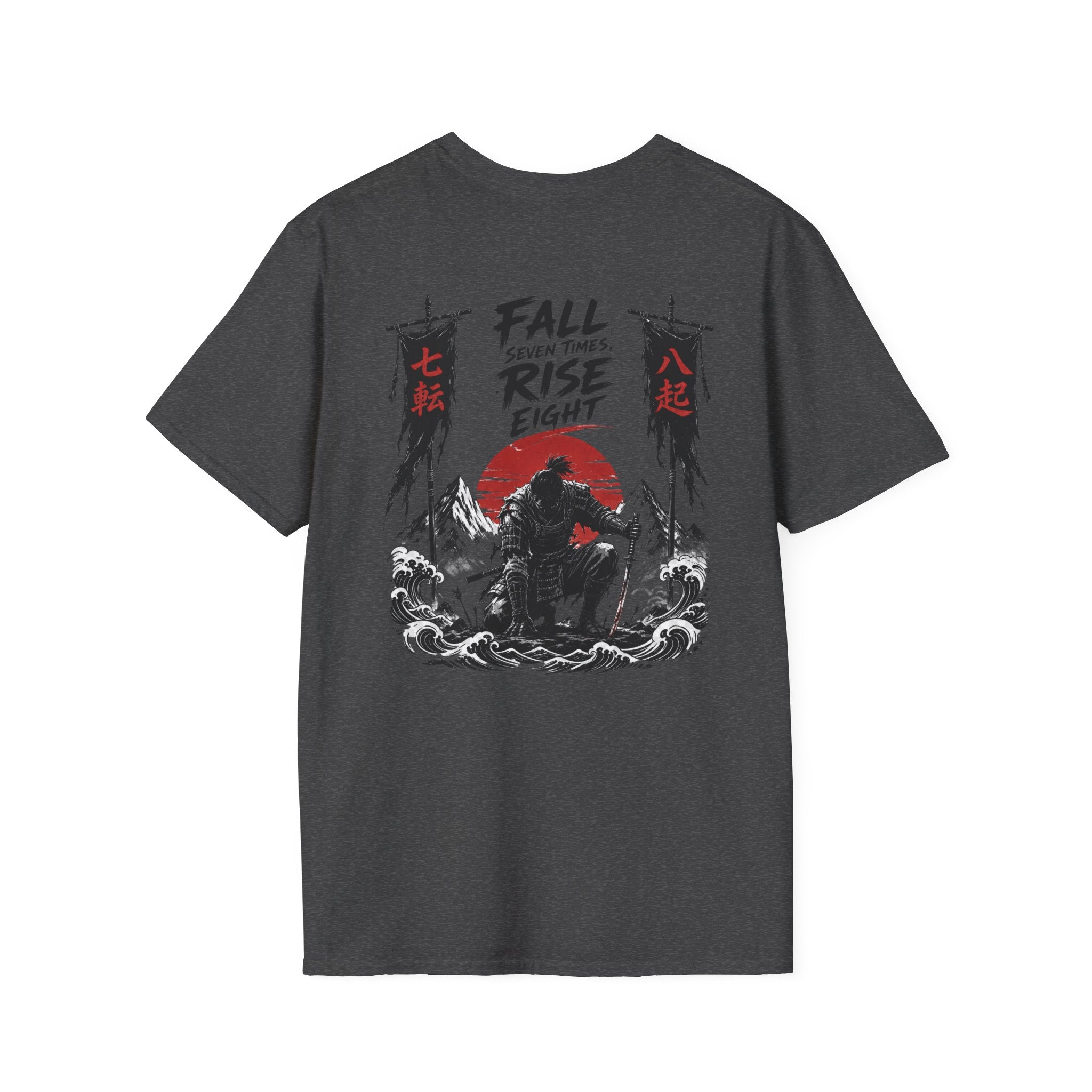 T-Shirt — 'Fall, Rise, Repeat' Samurai Chest Print