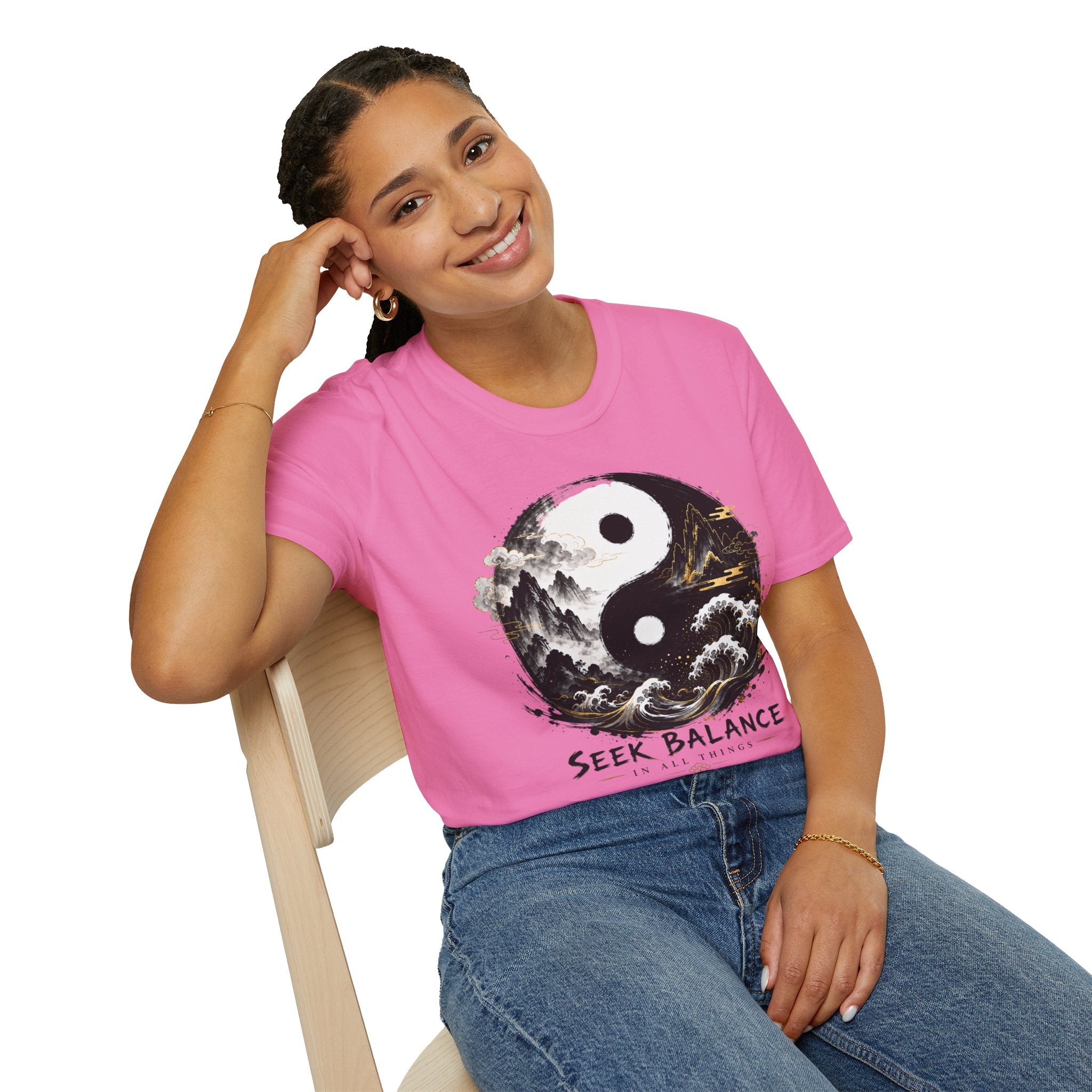Yin Yang 'Seek Balance' Graphic T-Shirt