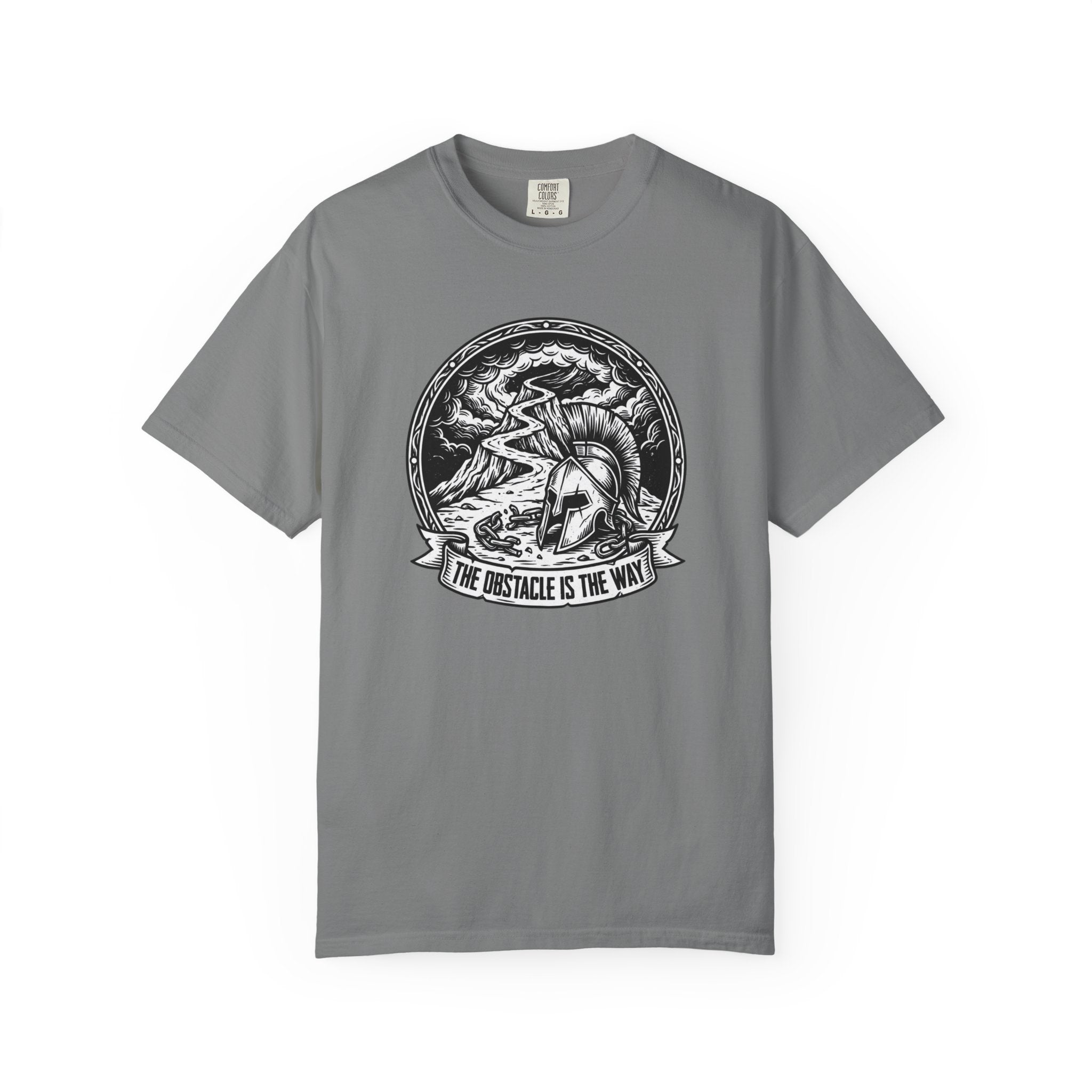 T-Shirt — 'The Obstacle Is The Way' Spartan Helmet Graphic Tee