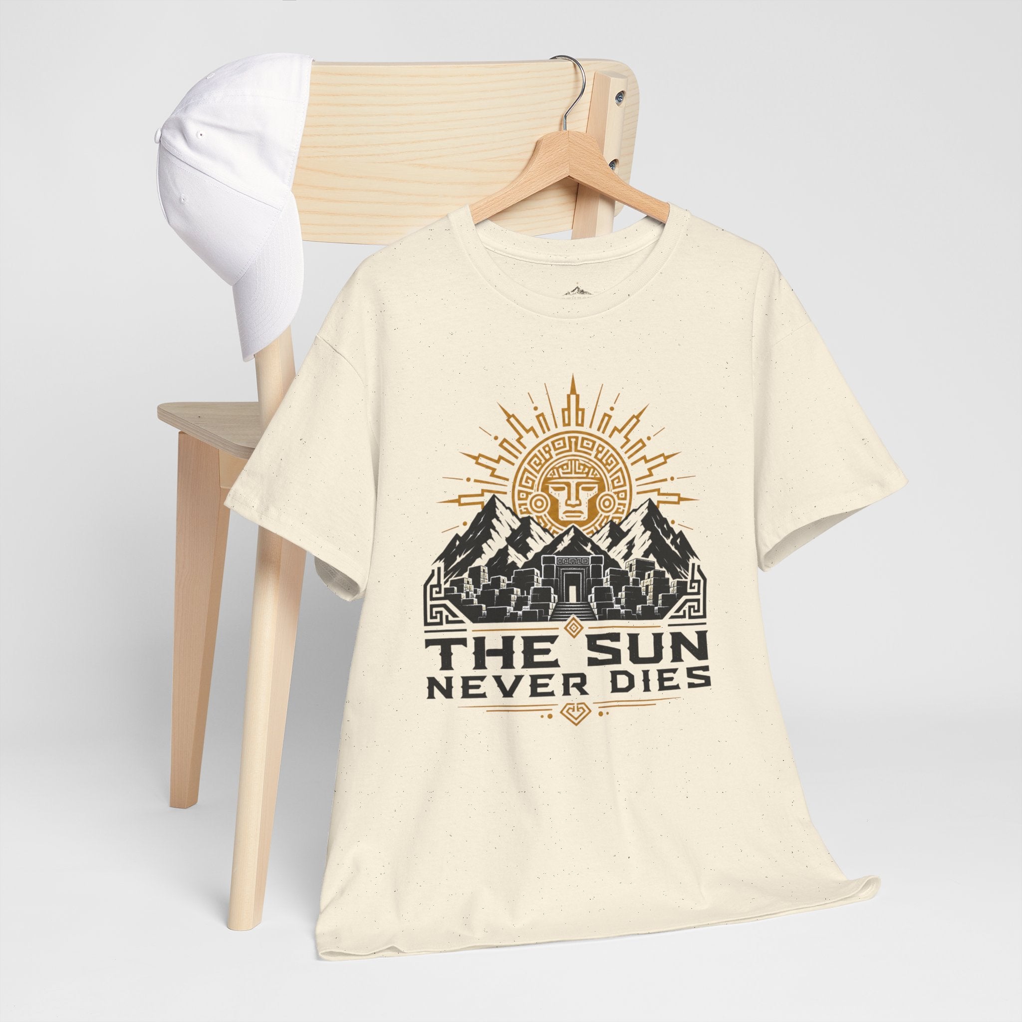 Sun Never Dies T-Shirt — Retro Mountain Adventure Tee