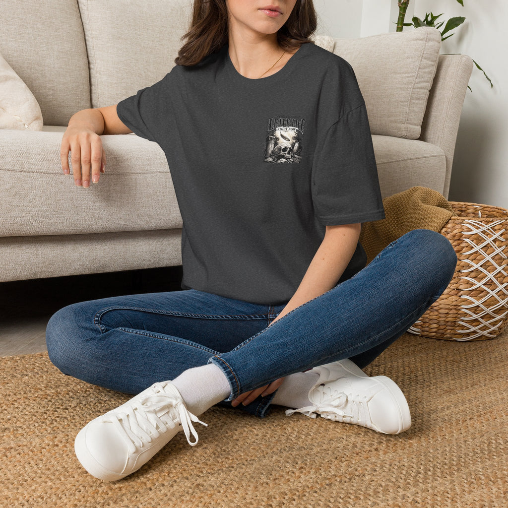 Skull & Mountains T-Shirt — "Leave Life" Adventure Graphic Tee