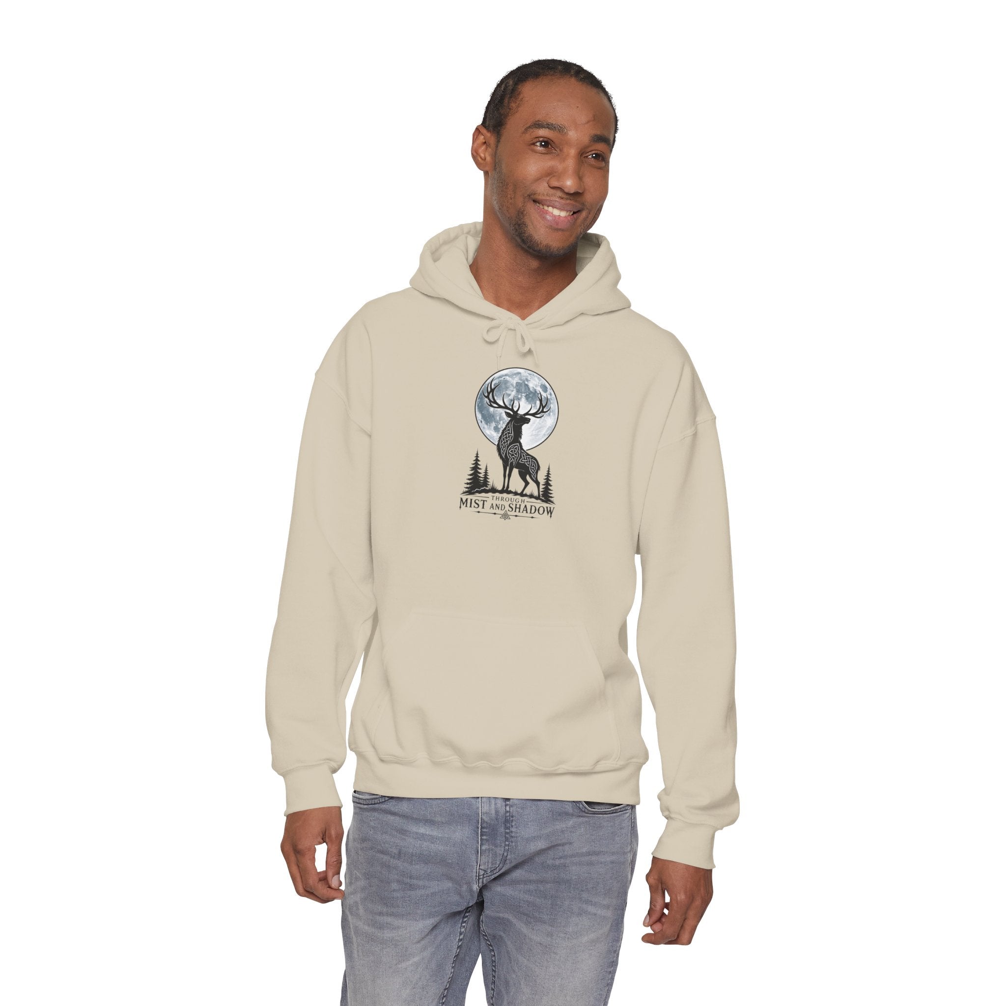 Hoodie – 'Mist and Shadow' Elk Moon Graphic Hooded Sweatshirt
