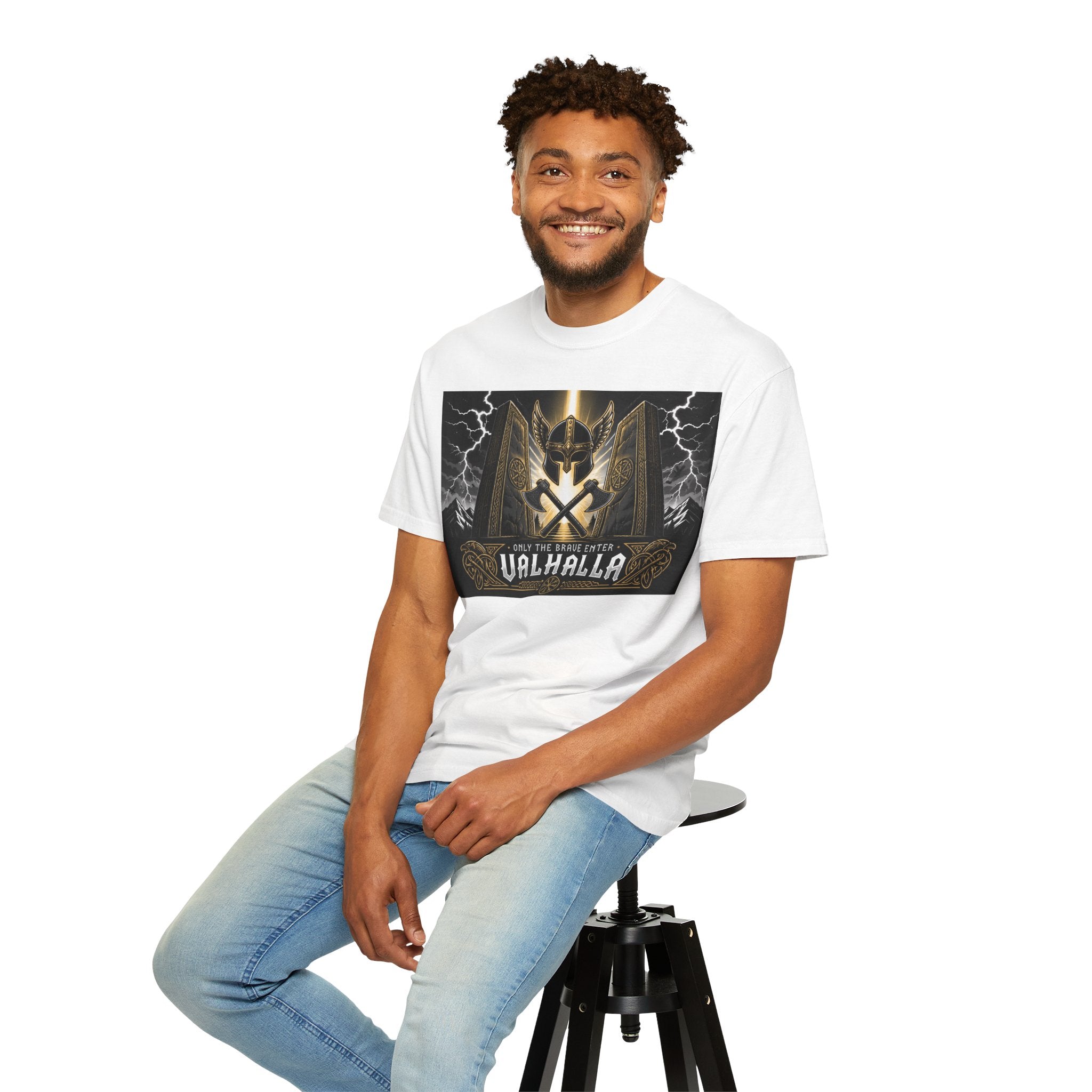 Valhalla Shield T-Shirt — Viking Warrior Norse Mythology Tee