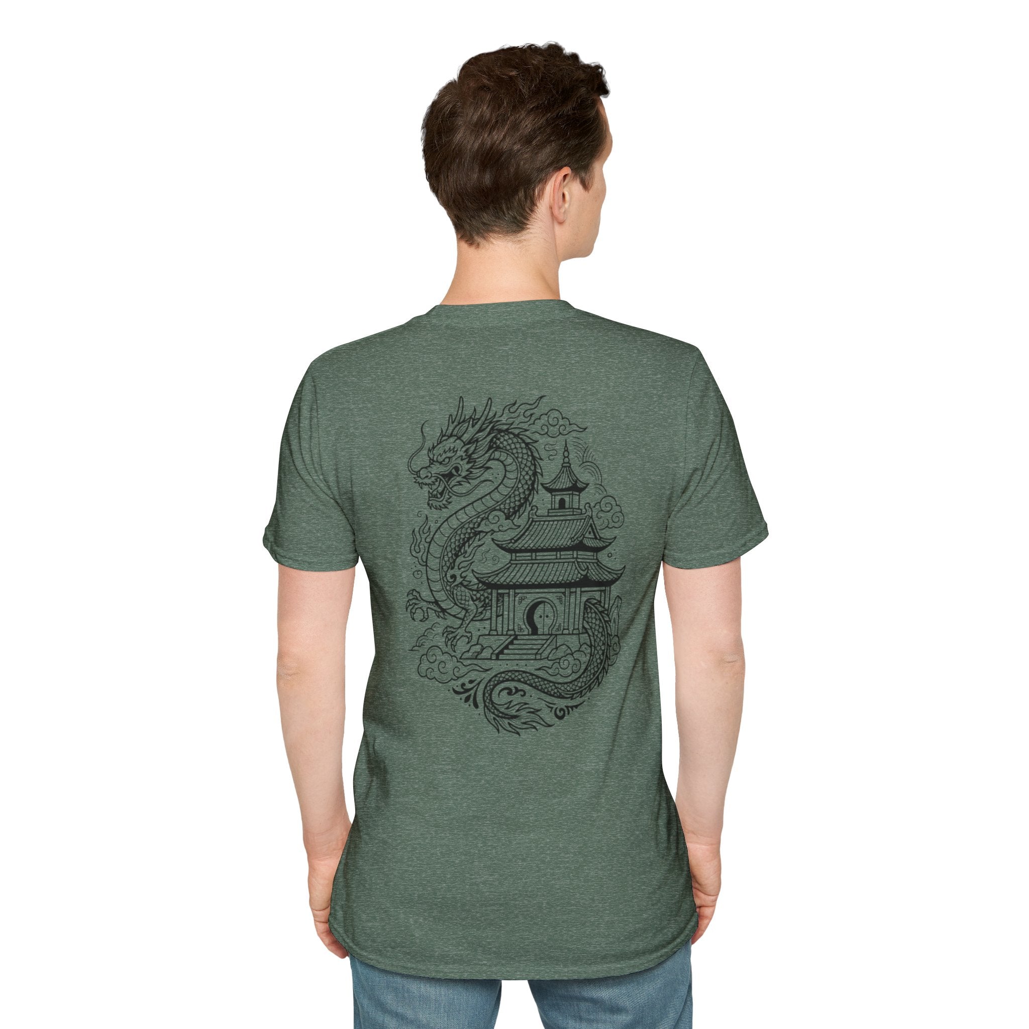 Dragon Crest Pocket T-Shirt — Small Intricate Dragon Chest Graphic