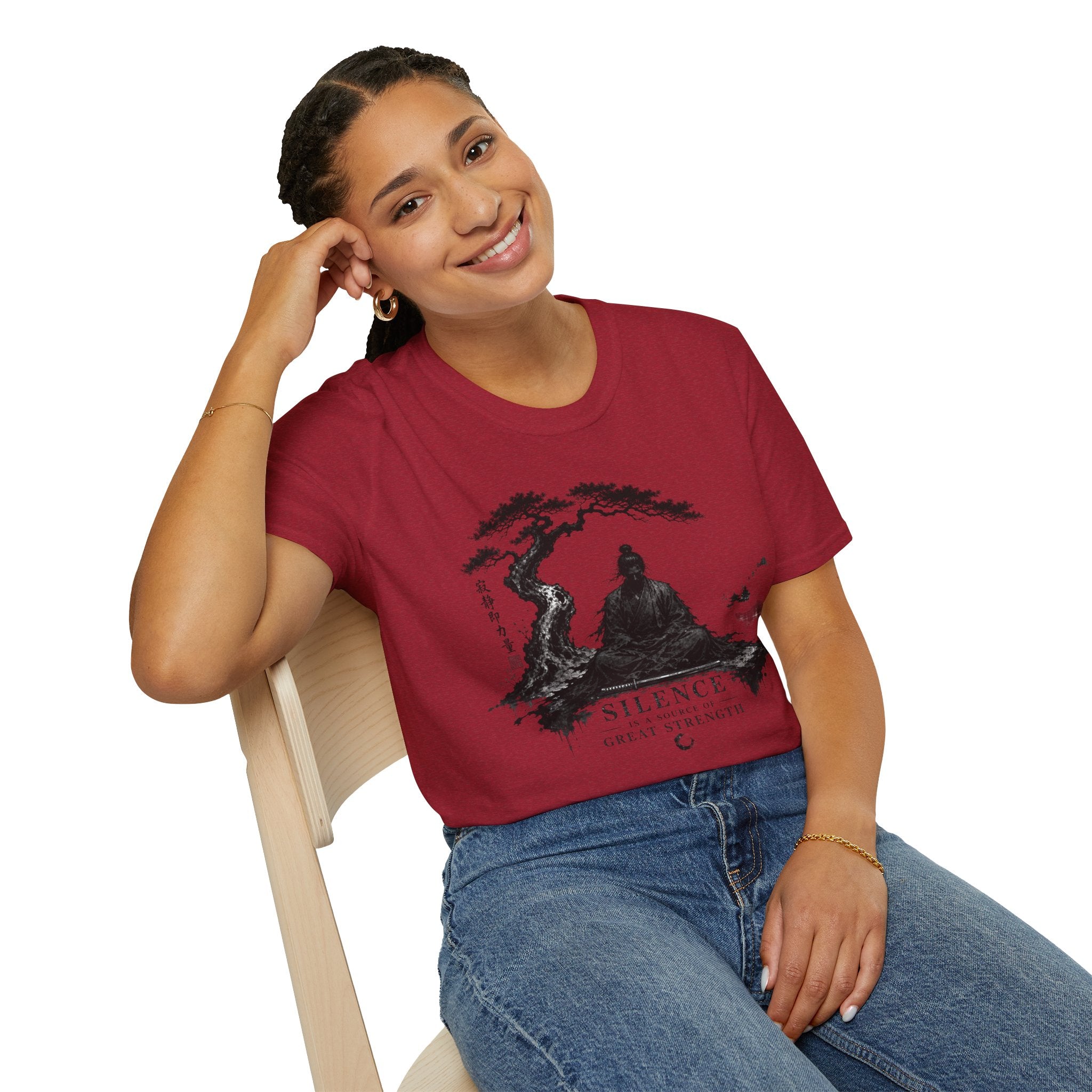 Meditation Zen T-Shirt — 'Silence Is Great Strength' Minimal Bonsai Buddha Tee