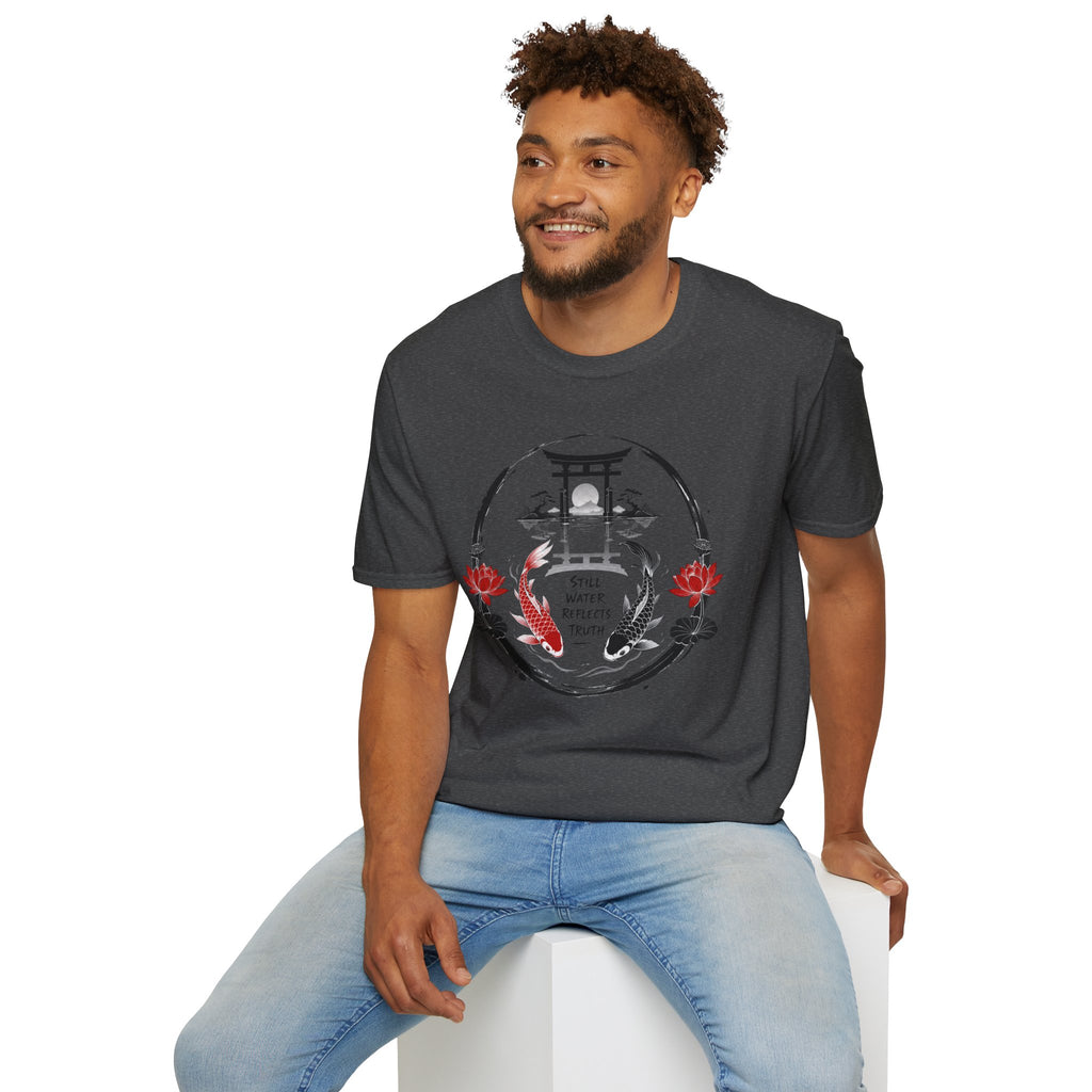 Zen Koi Torii T‑Shirt — "Still Water" Japanese Garden Graphic