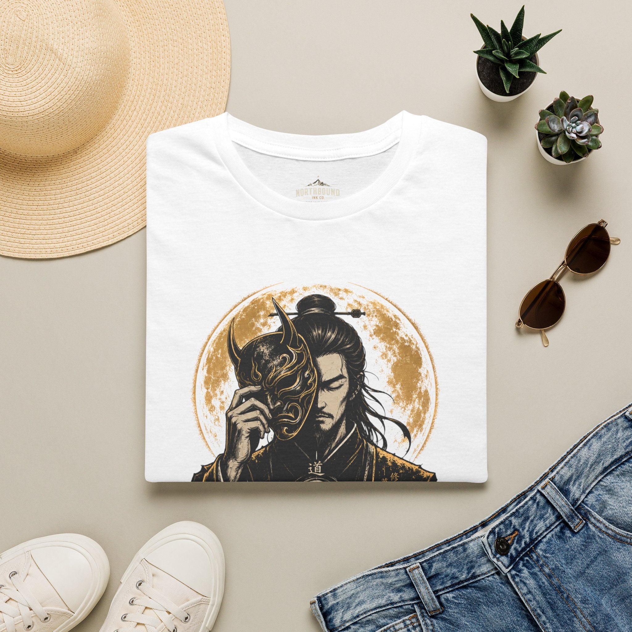 Samurai Mask Tee — "To Master Yourself Is Power" Graphic T-Shirt